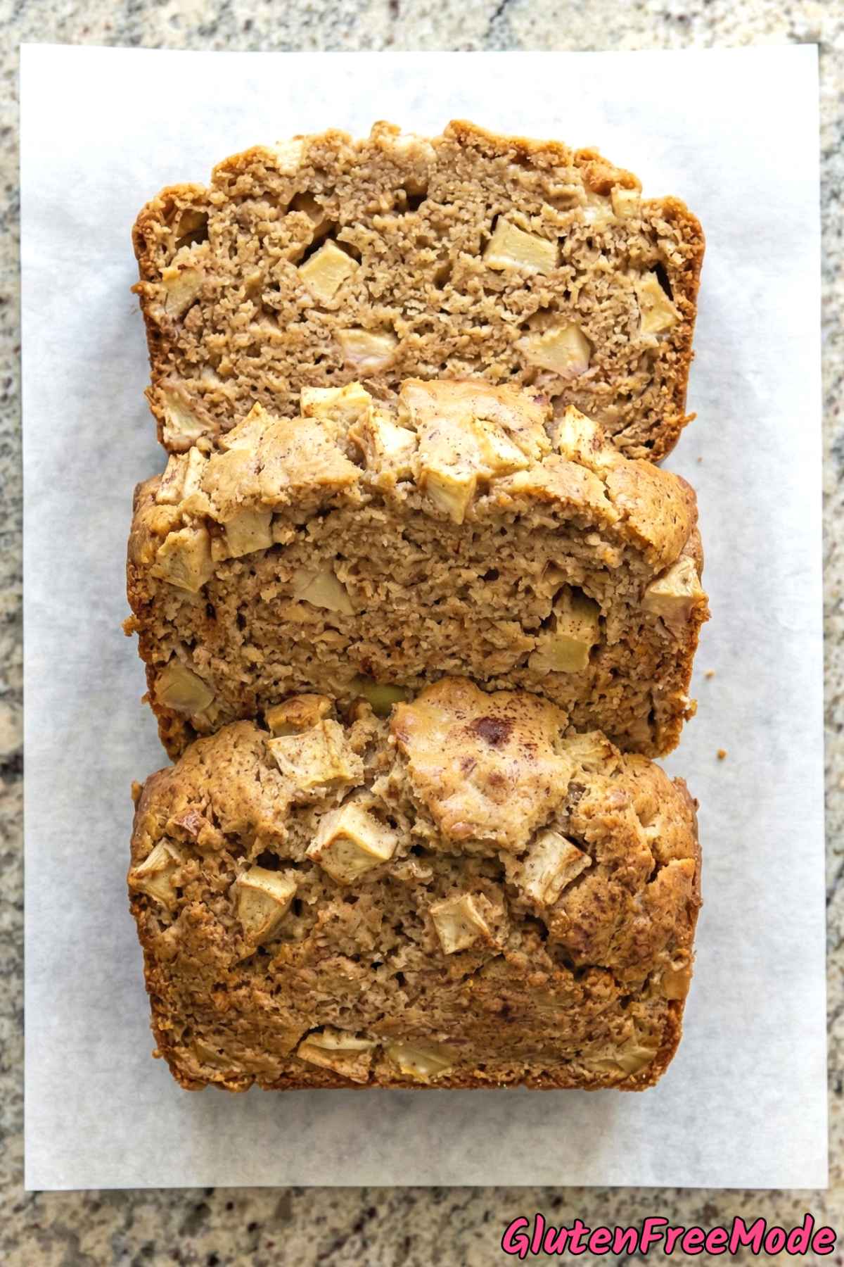 Rustic gluten free apple cinnamon loaf