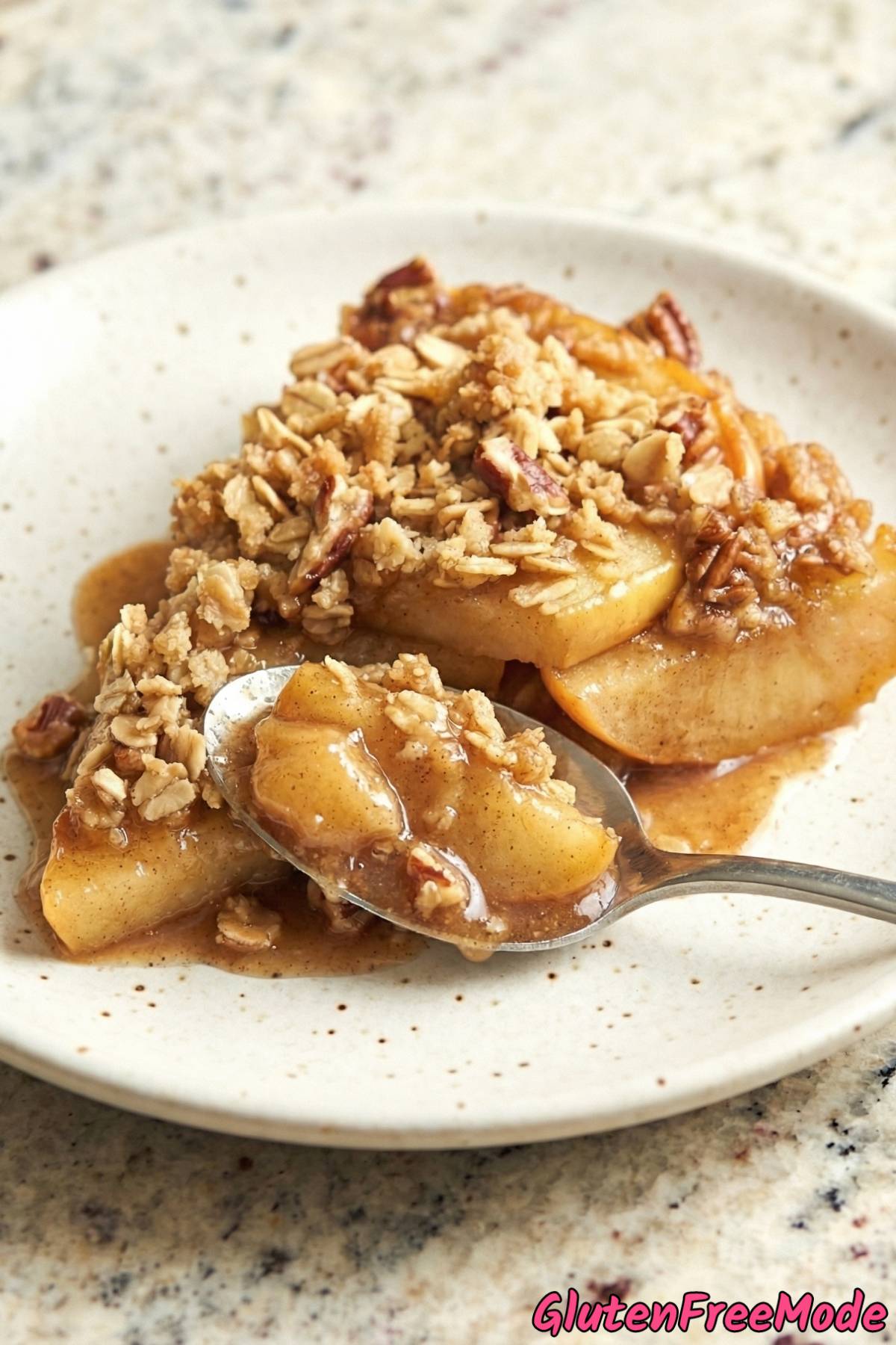 Wholesome gluten free apple pecan crisp