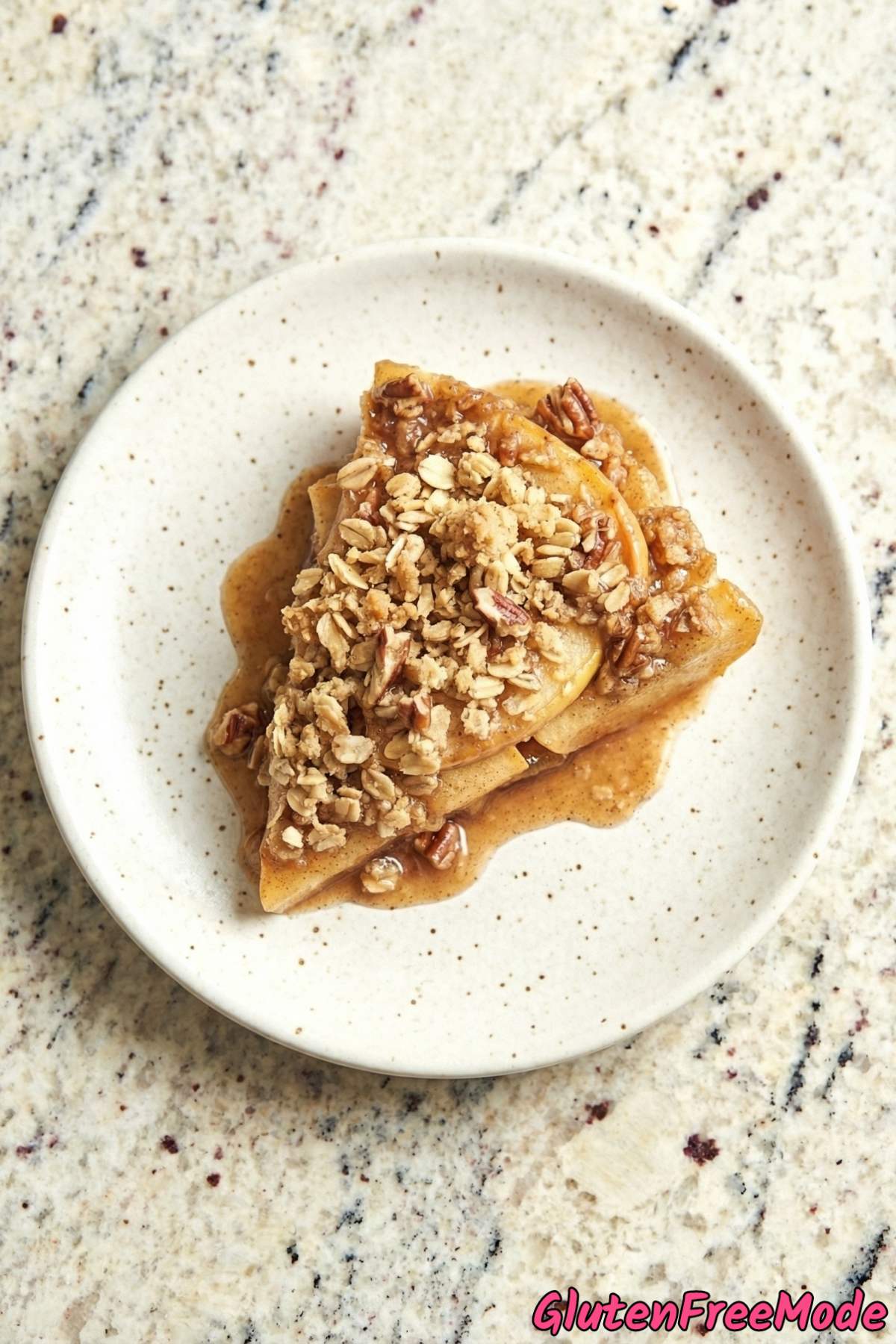Golden gluten free apple pecan crisp