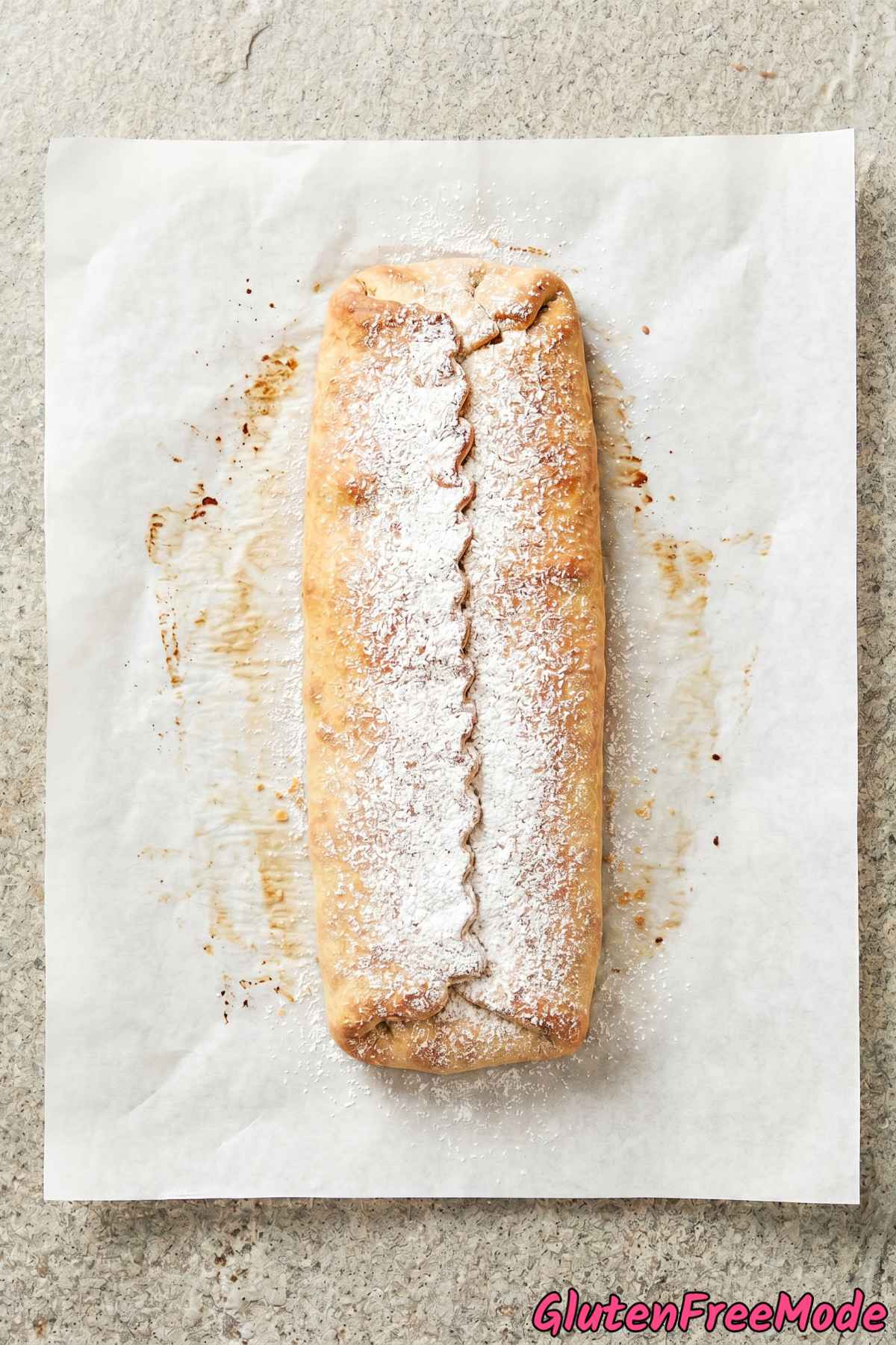 Rustic gluten free apple strudel portion