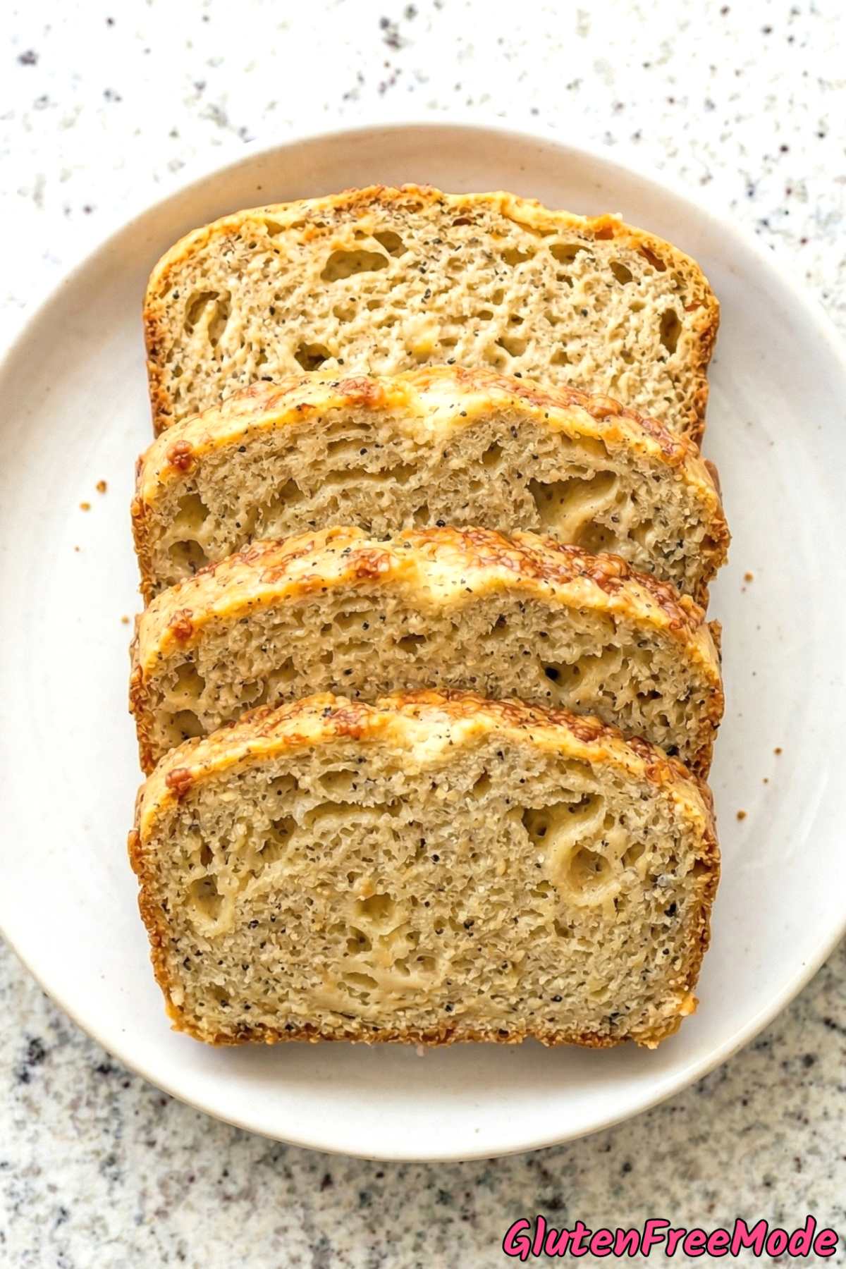 Hearty gluten free asiago cheese bread slice