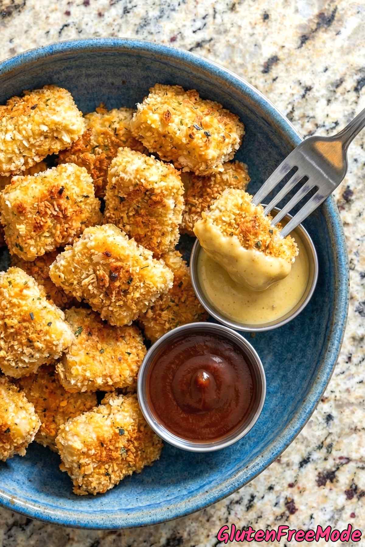 Hearty gluten free baked chicken nuggets