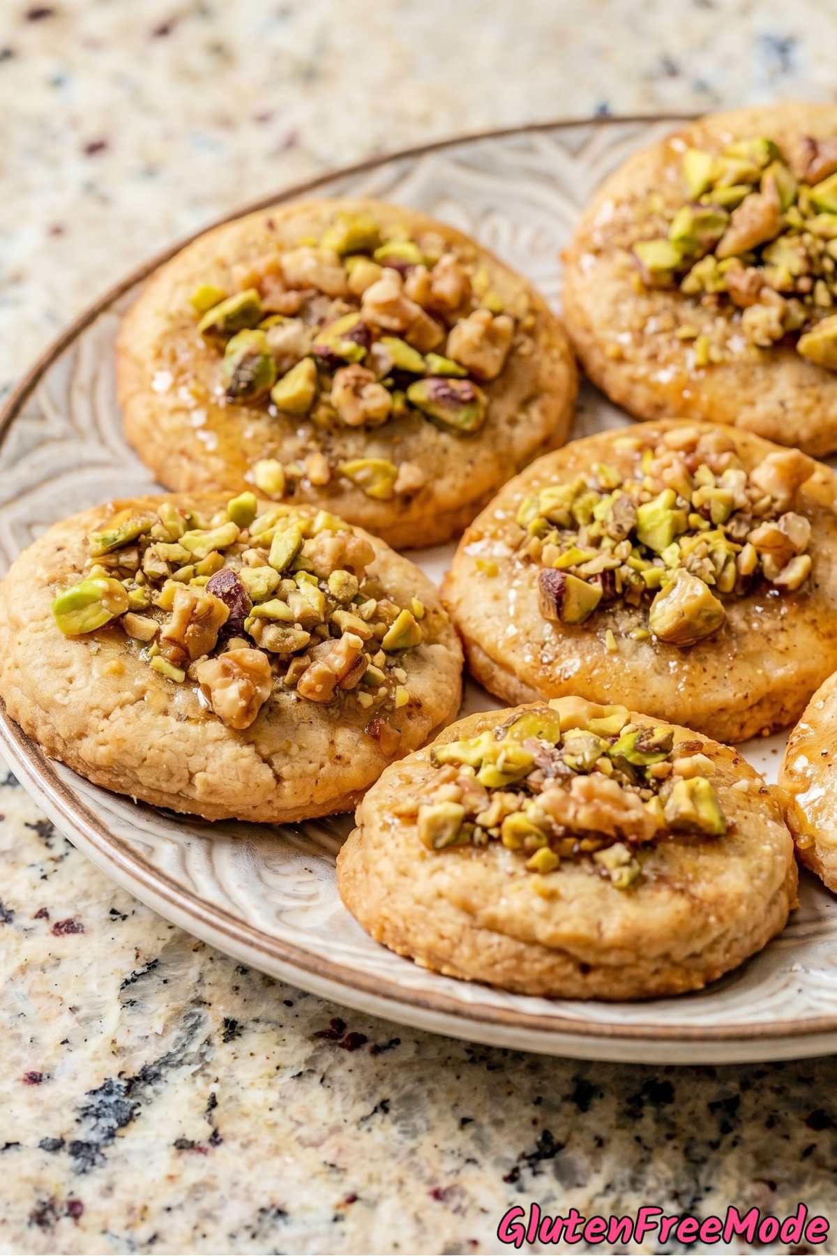 Buttery gluten free baklava cookies on tray