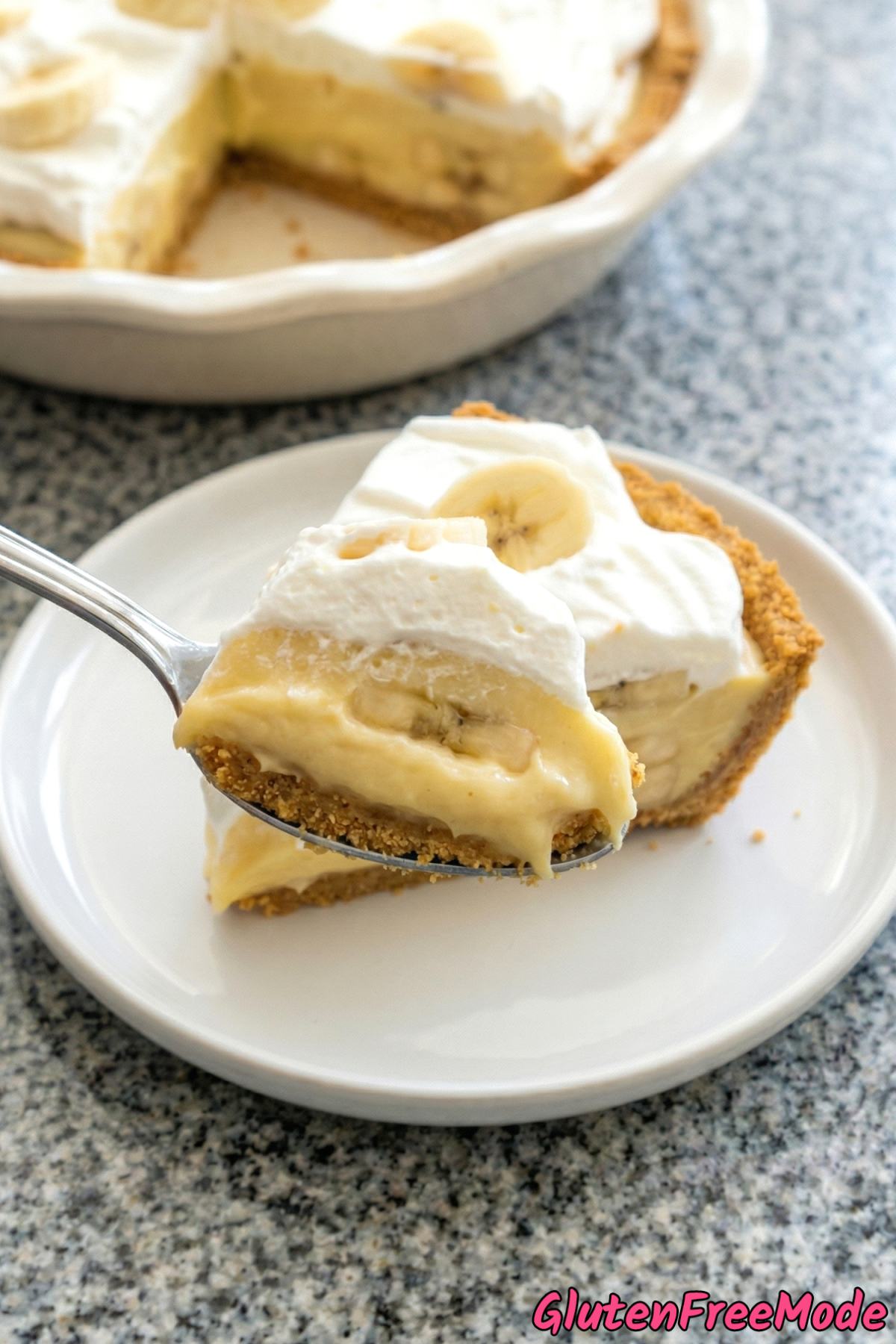 Silky gluten free banana cream pie slice