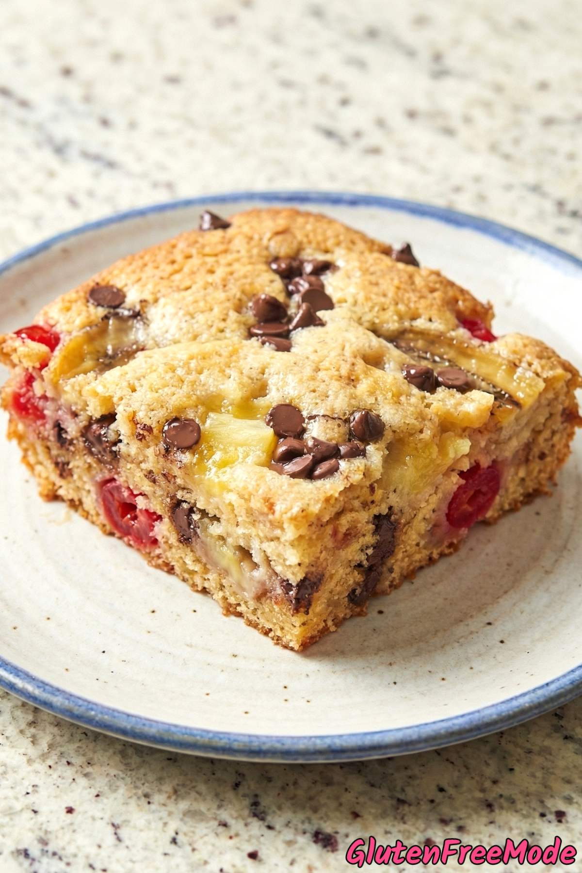 Luscious gluten free banana split dump cake