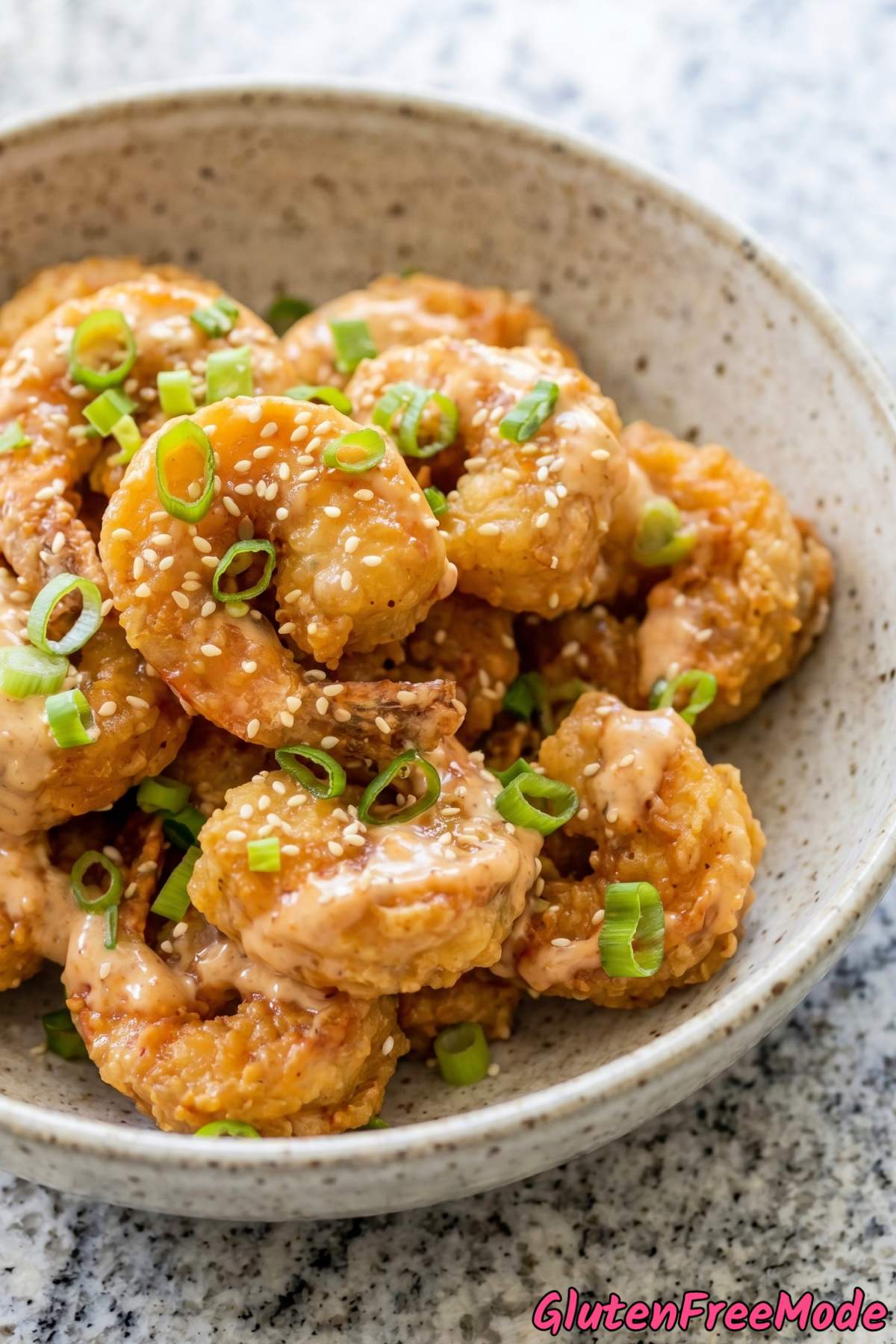 Tender gluten free bang bang shrimp