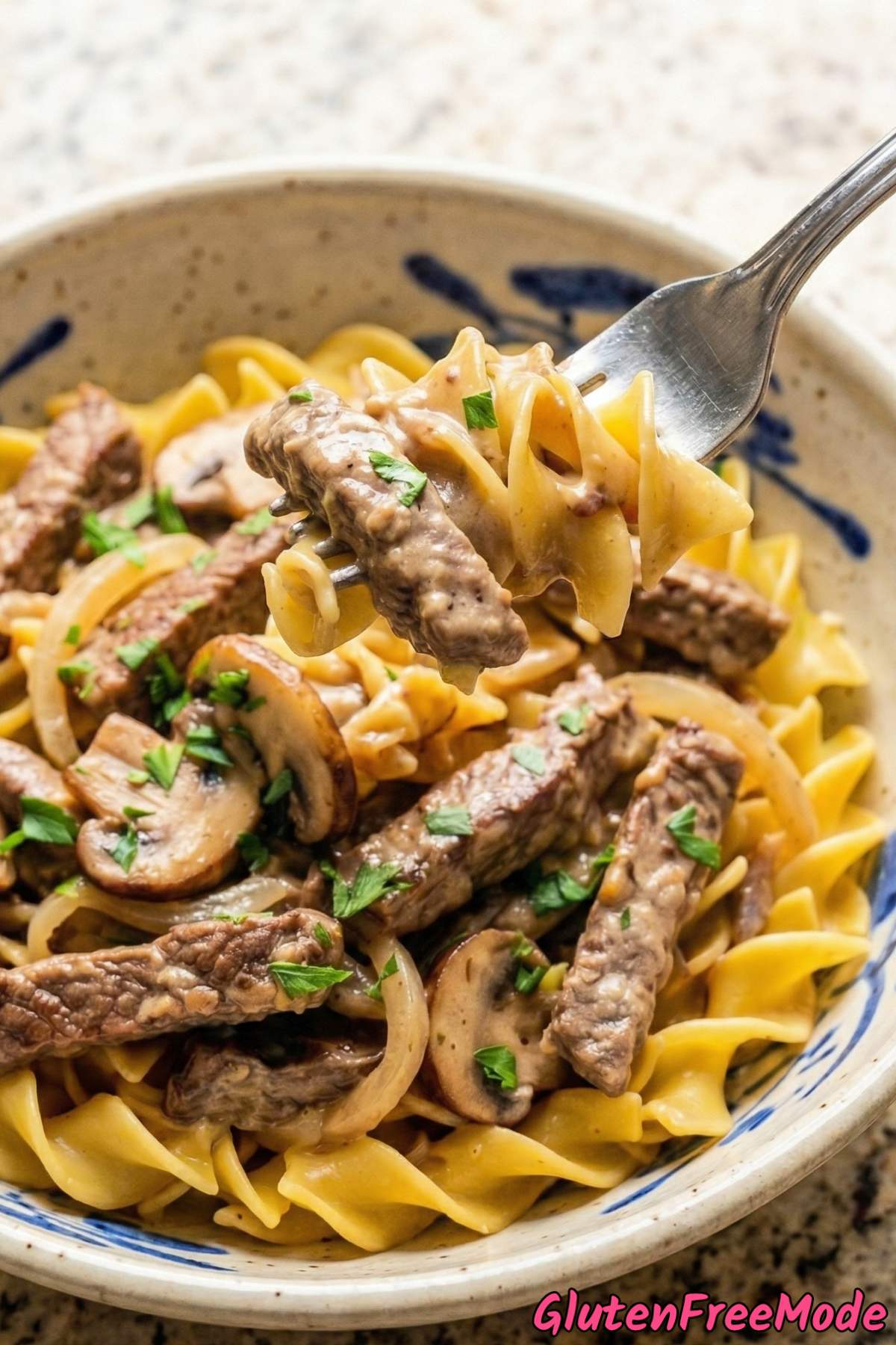 Savory gluten free beef stroganoff dinner