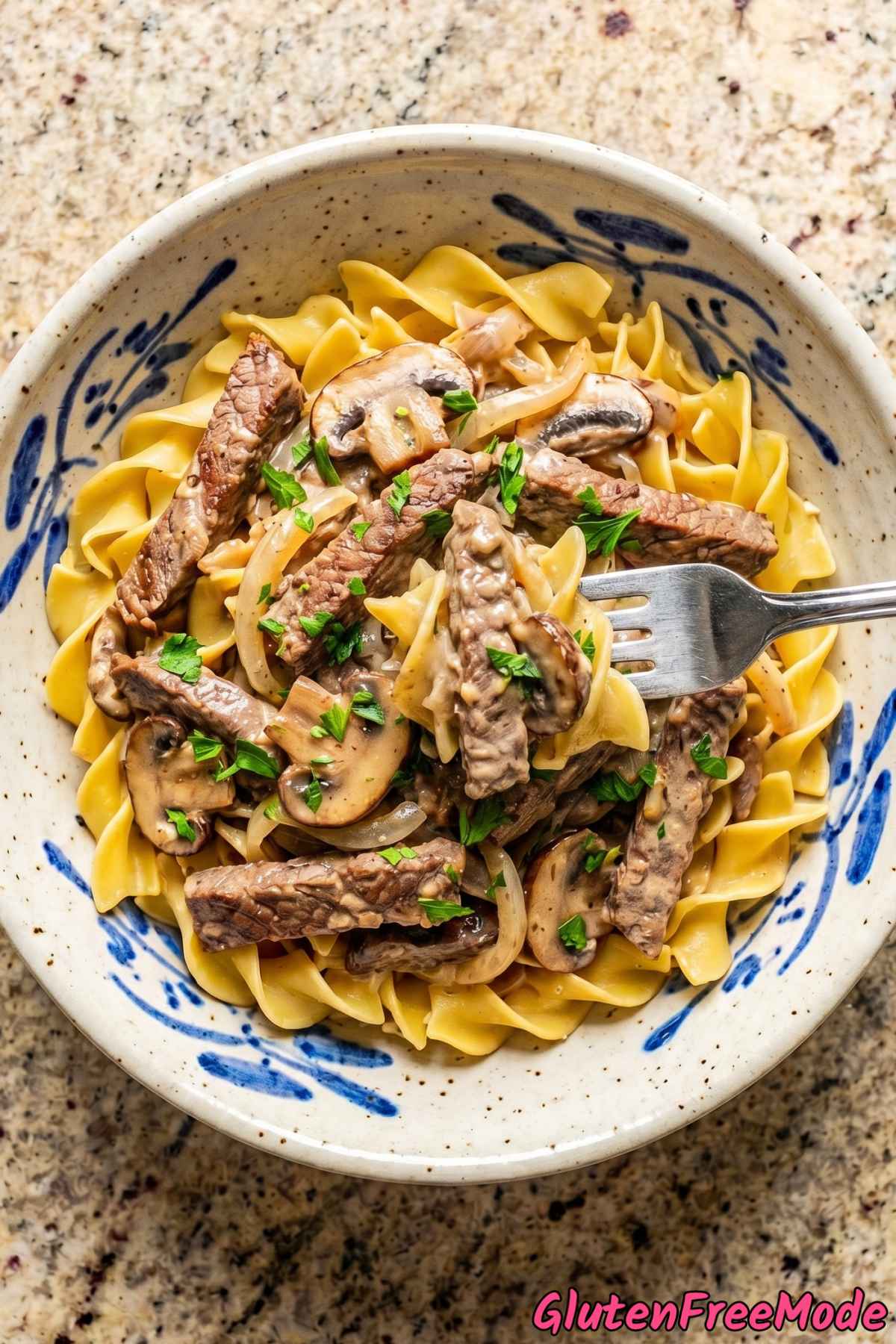 Homemade gluten free beef stroganoff
