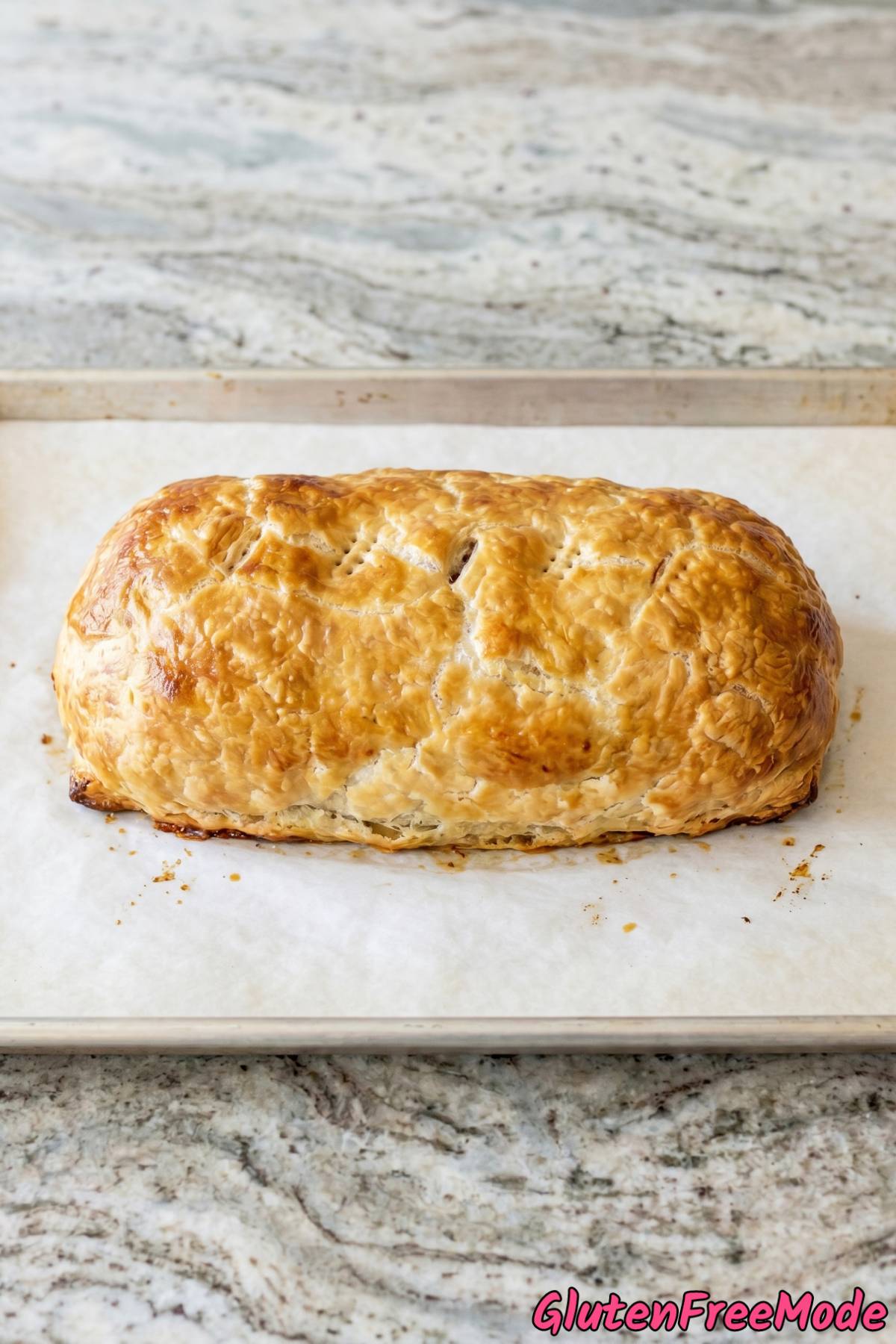 Elegant gluten free beef Wellington plated