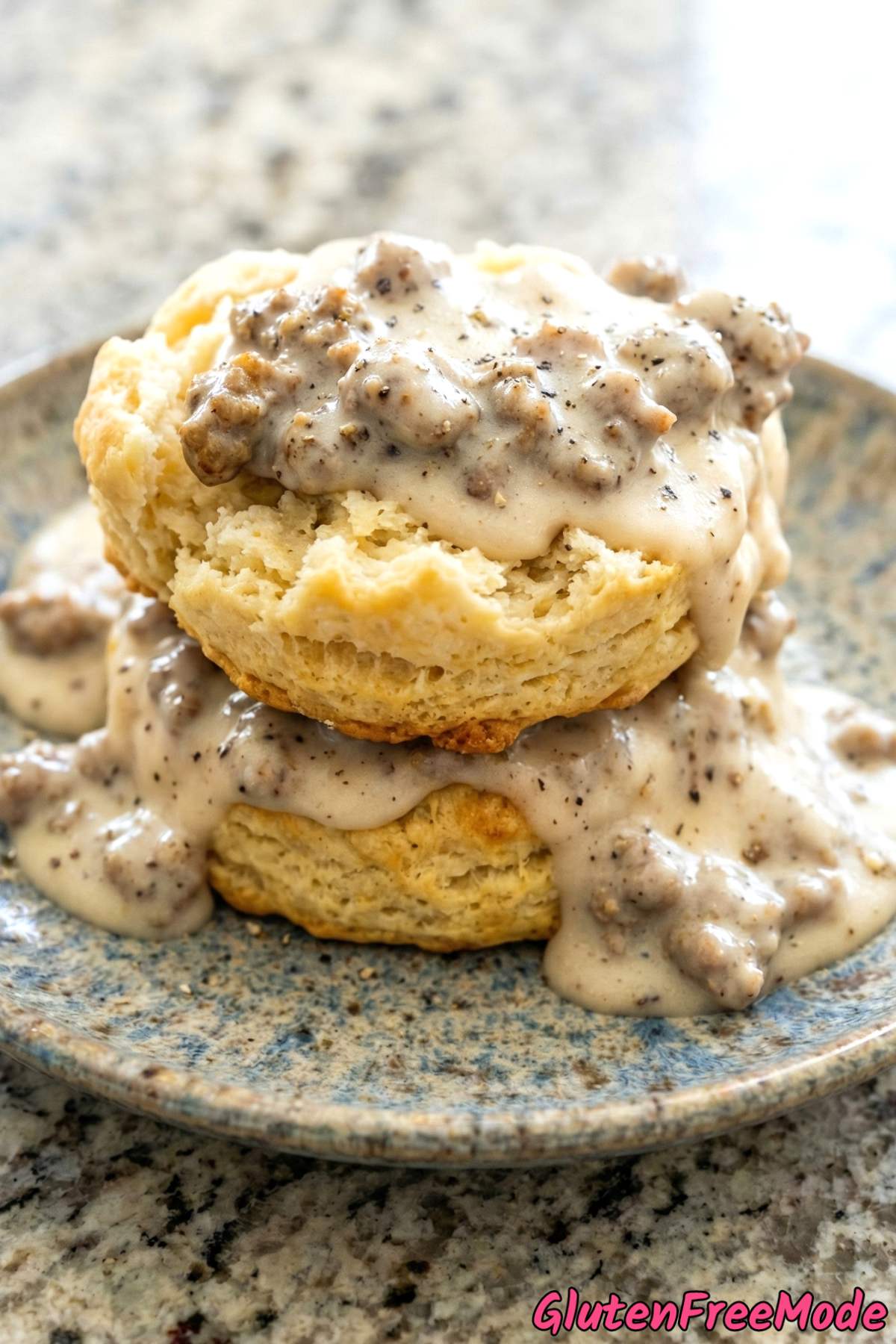 Savory gluten free biscuits and sausage gravy