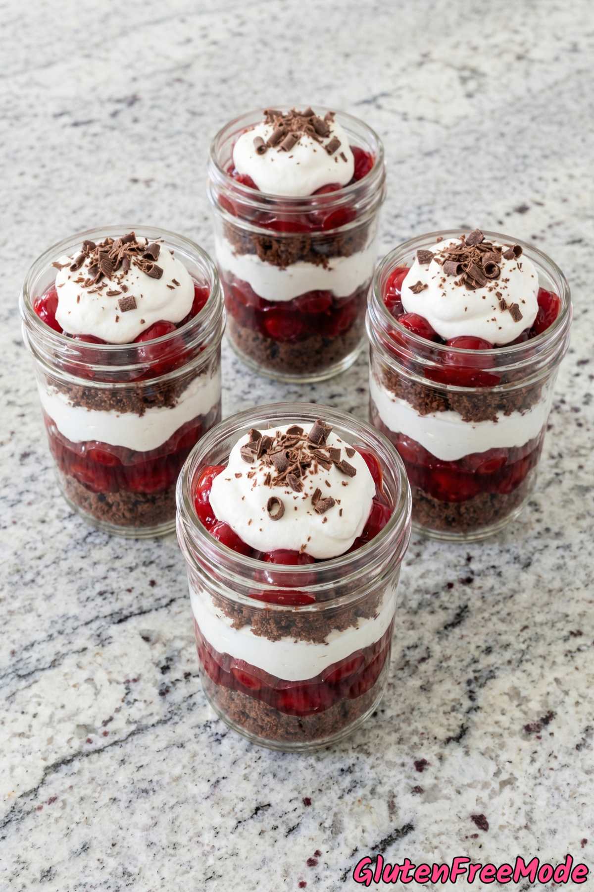 Layered gluten free black forest trifles