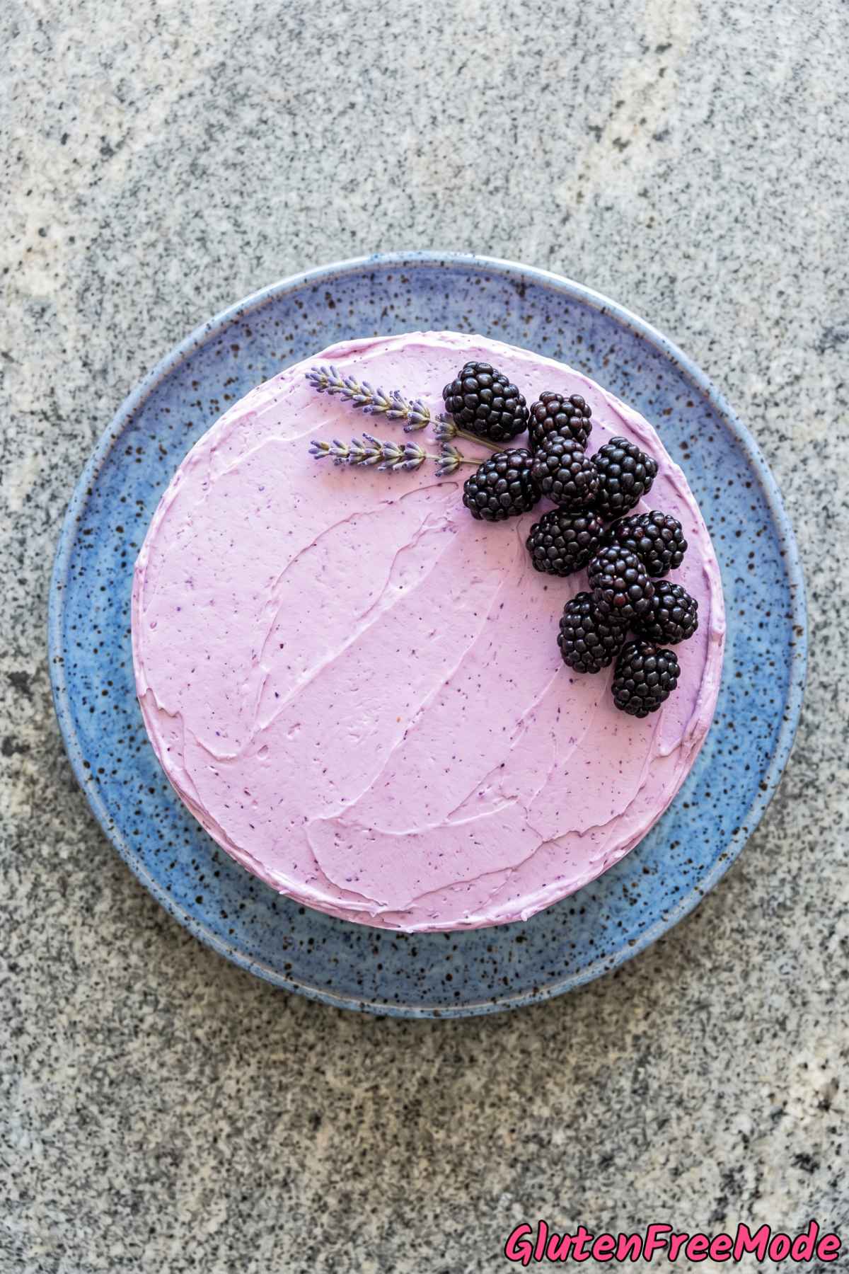 Decadent lavender blackberry layer cake