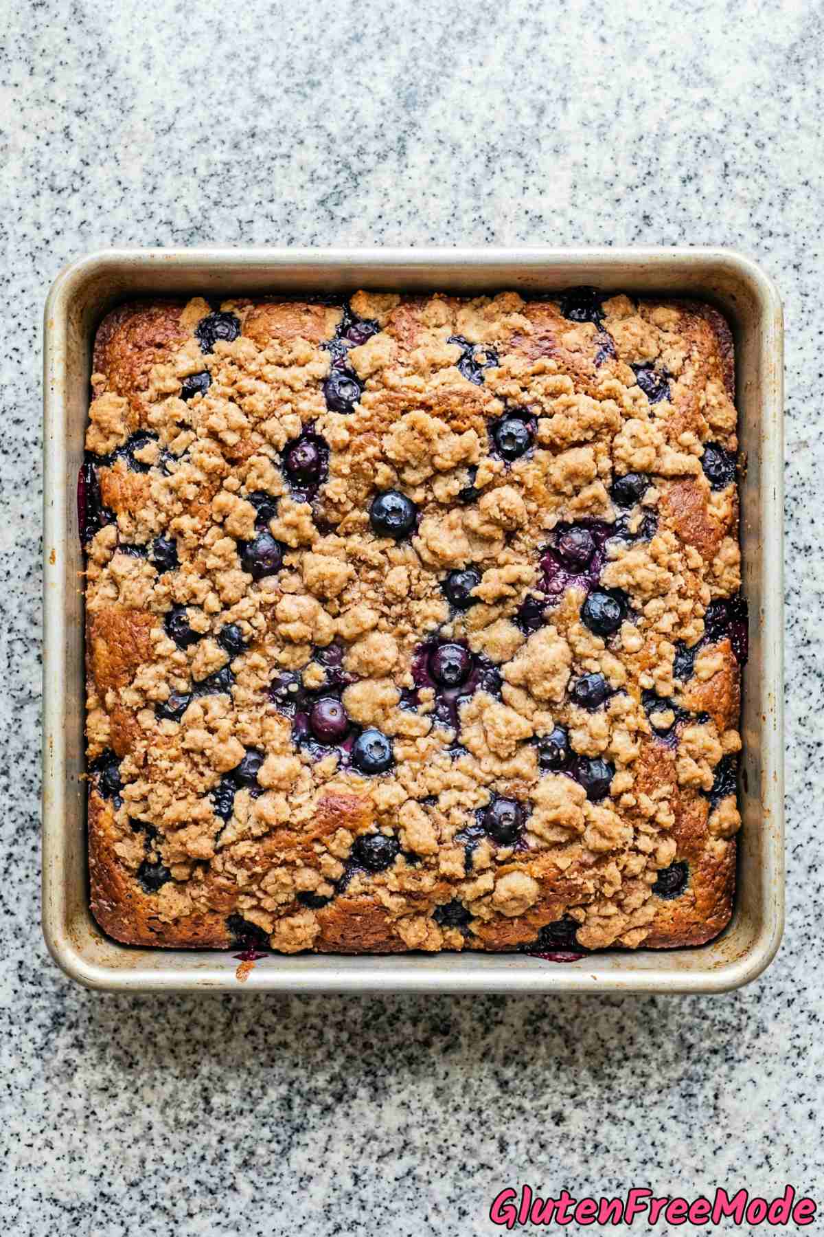 Wholesome gluten free blueberry buckle cake