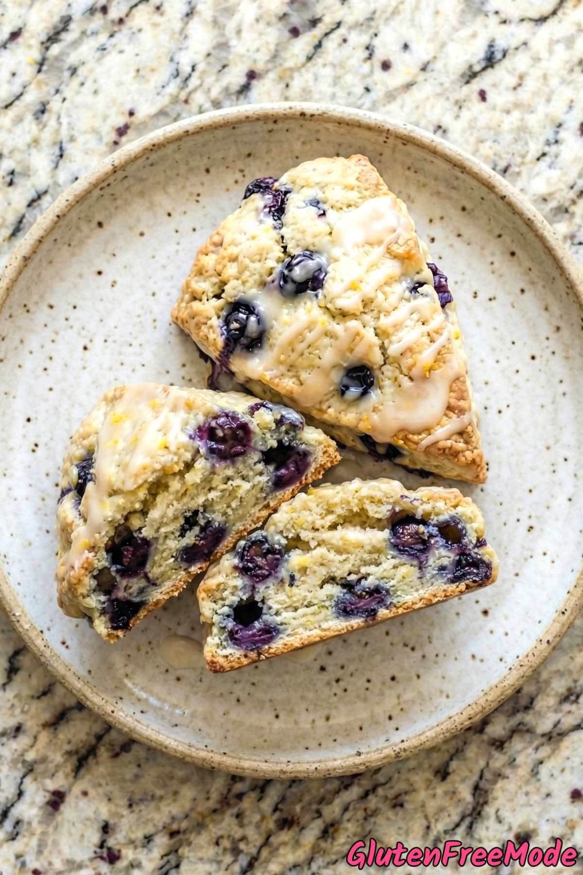 Wholesome gluten free blueberry scones served