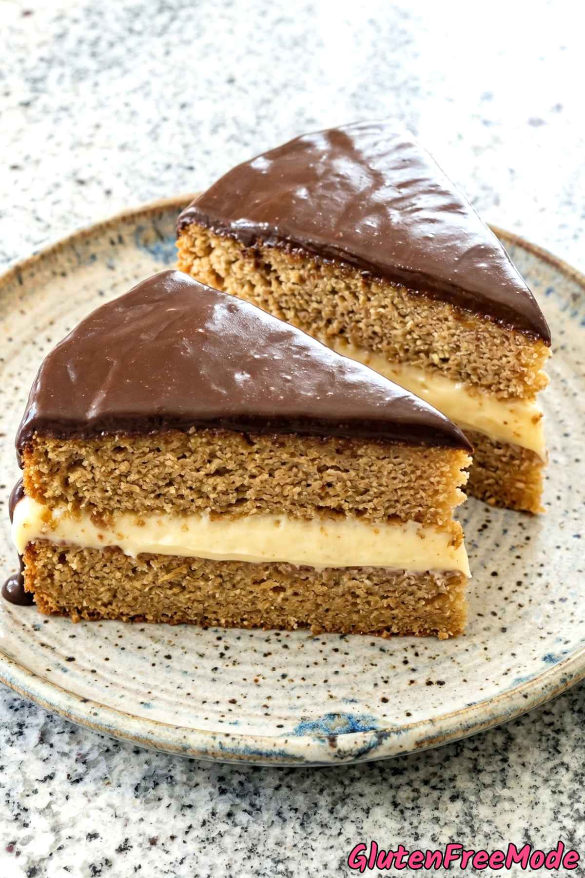 Rich gluten free Boston cream pie