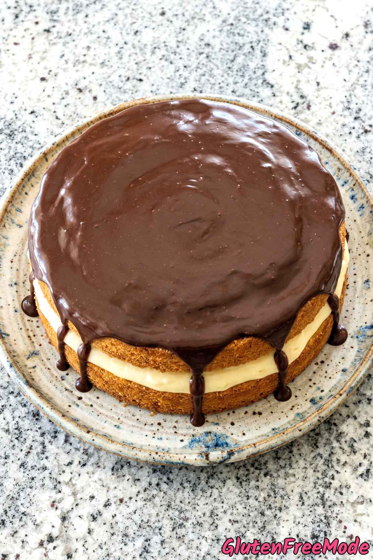 Silky gluten free Boston cream pie