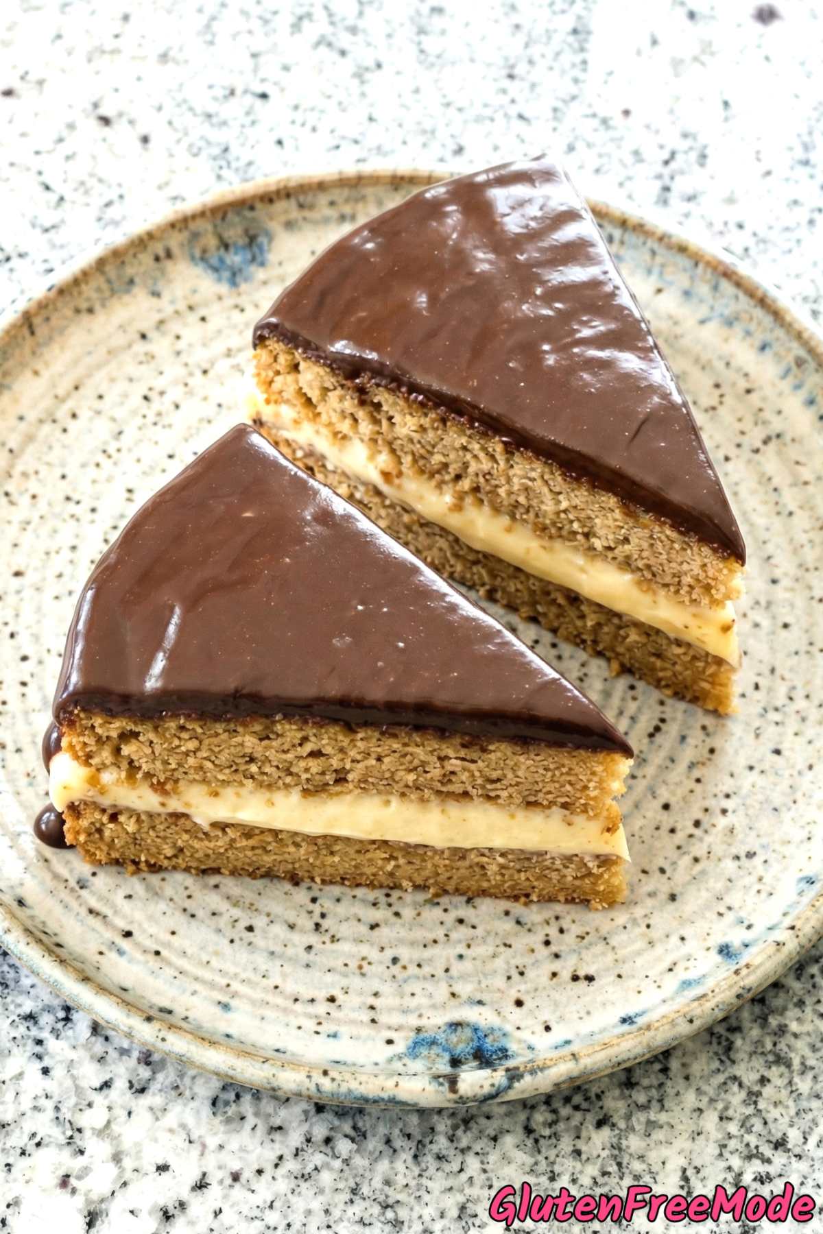 Homemade gluten free Boston cream pie