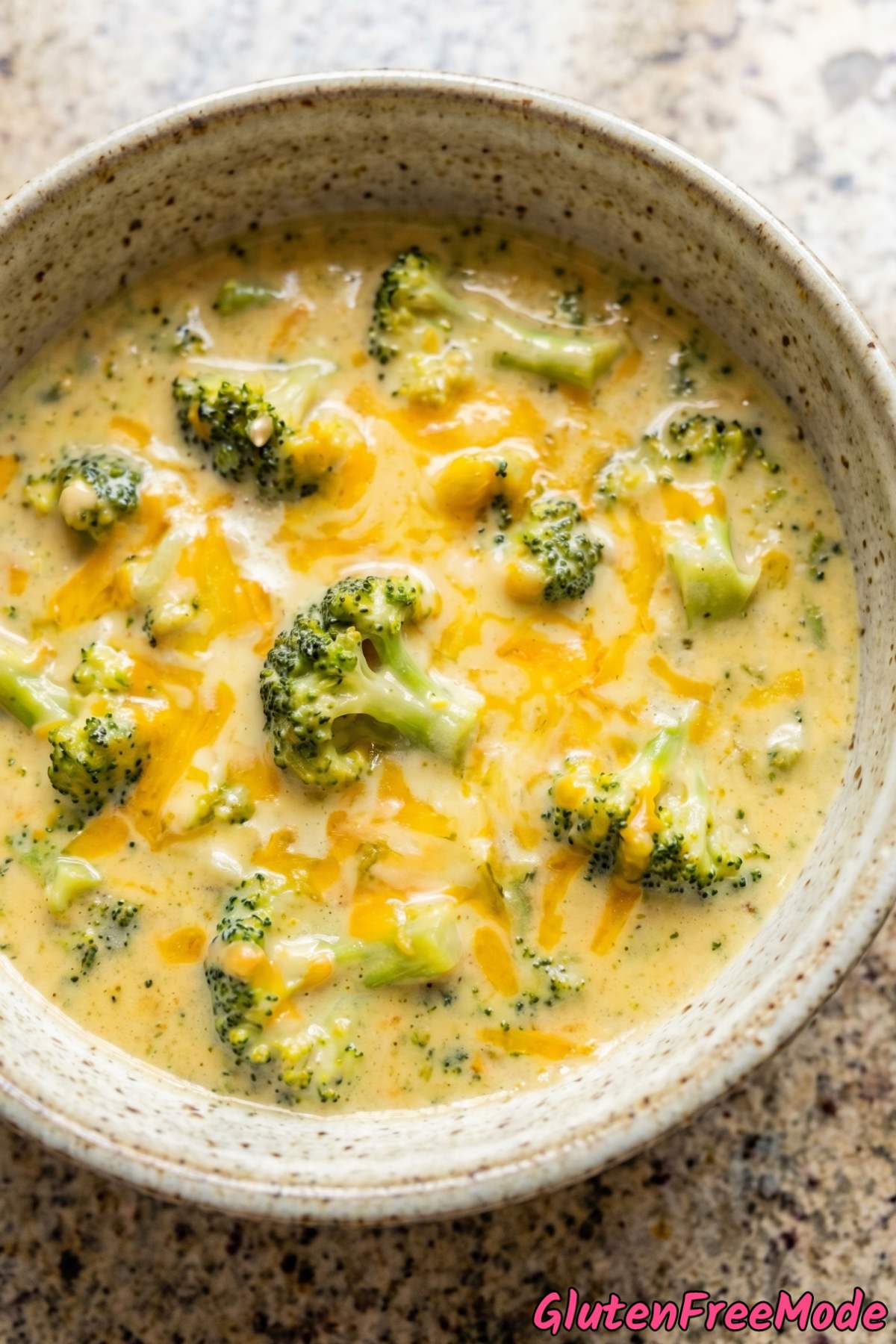 Warm gluten free broccoli cheddar soup