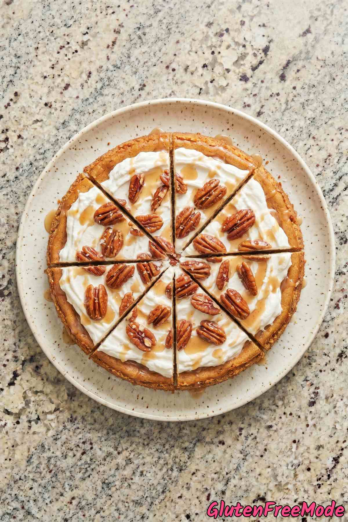 Rich gluten free brown butter pecan cheesecake