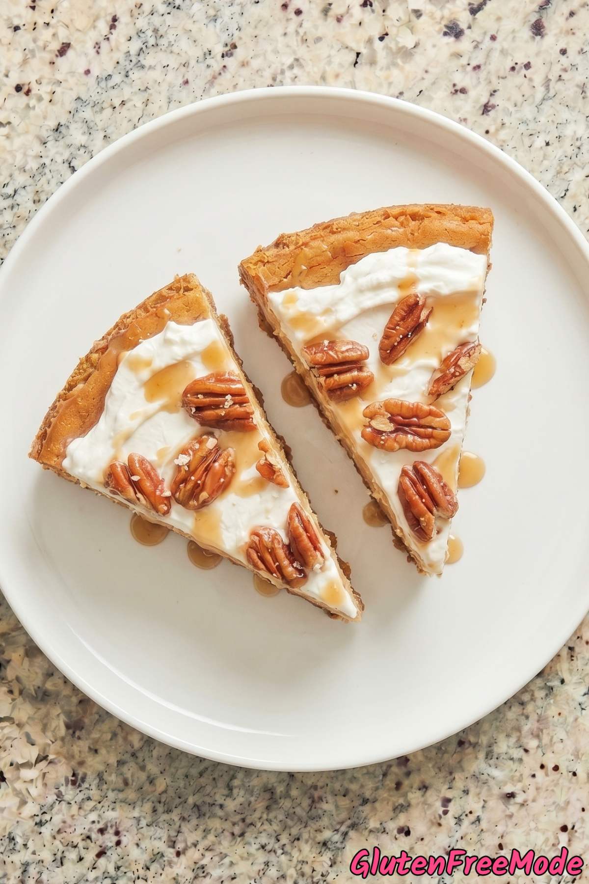 Nutty brown butter pecan cheesecake on plate