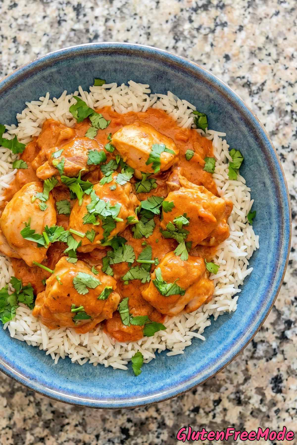 Savory gluten free butter chicken dinner