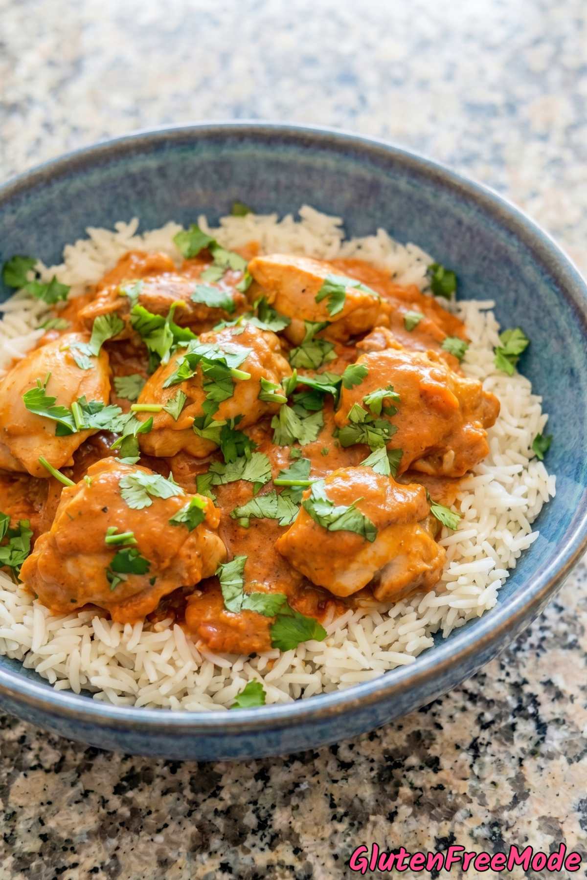Hearty gluten free butter chicken closeup
