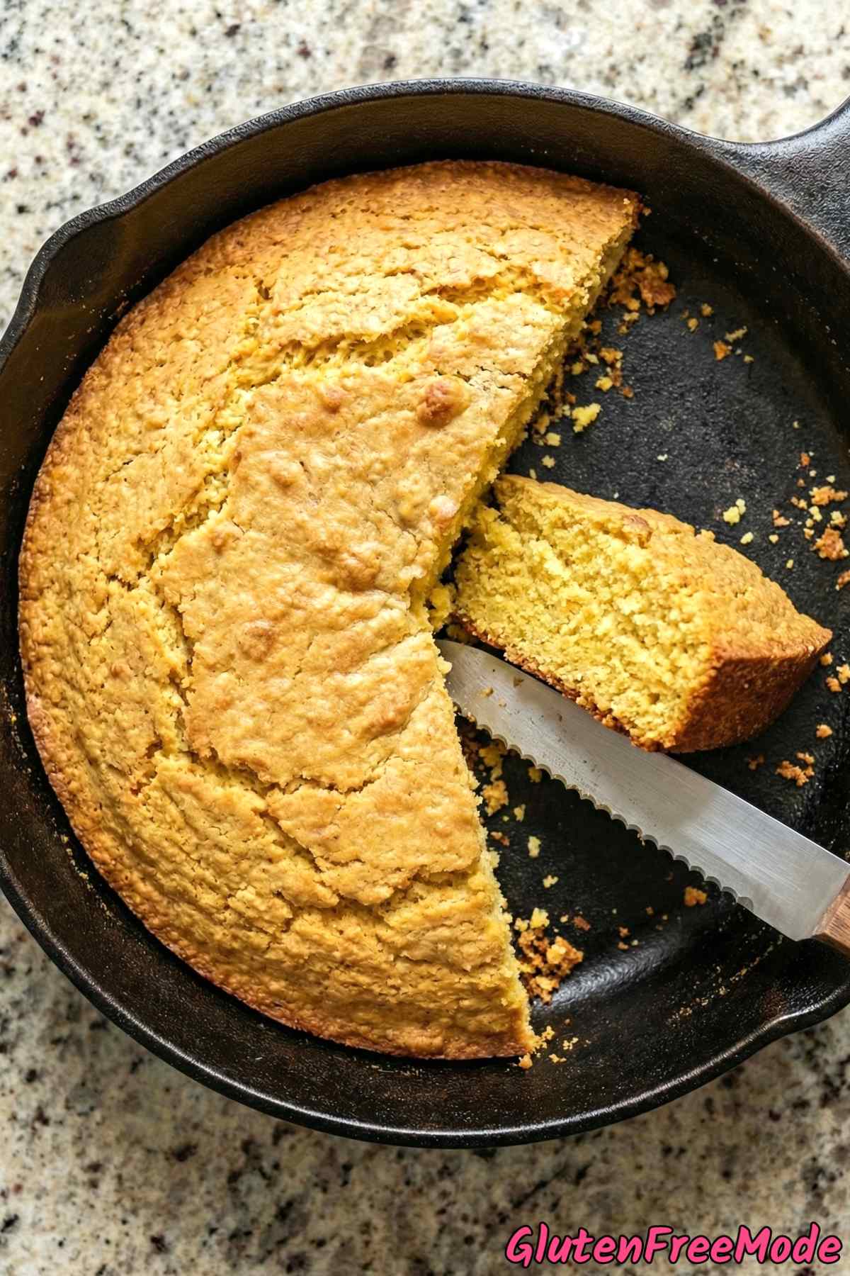 Hearty gluten free buttermilk cornbread square