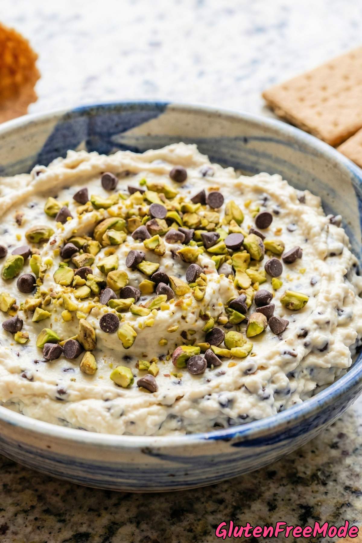 Rich gluten free cannoli dip close-up