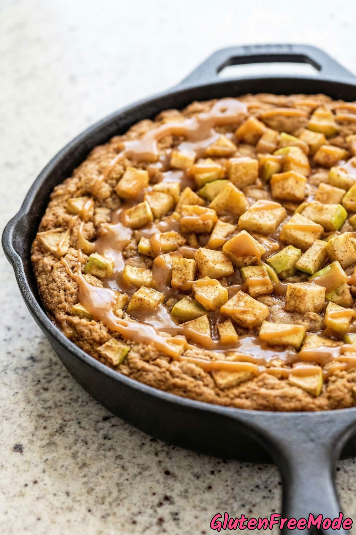 Gooey gluten free caramel apple skillet cookie