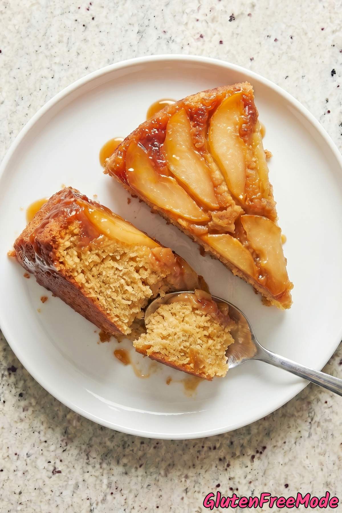 Moist gluten free caramel pear upside down cake