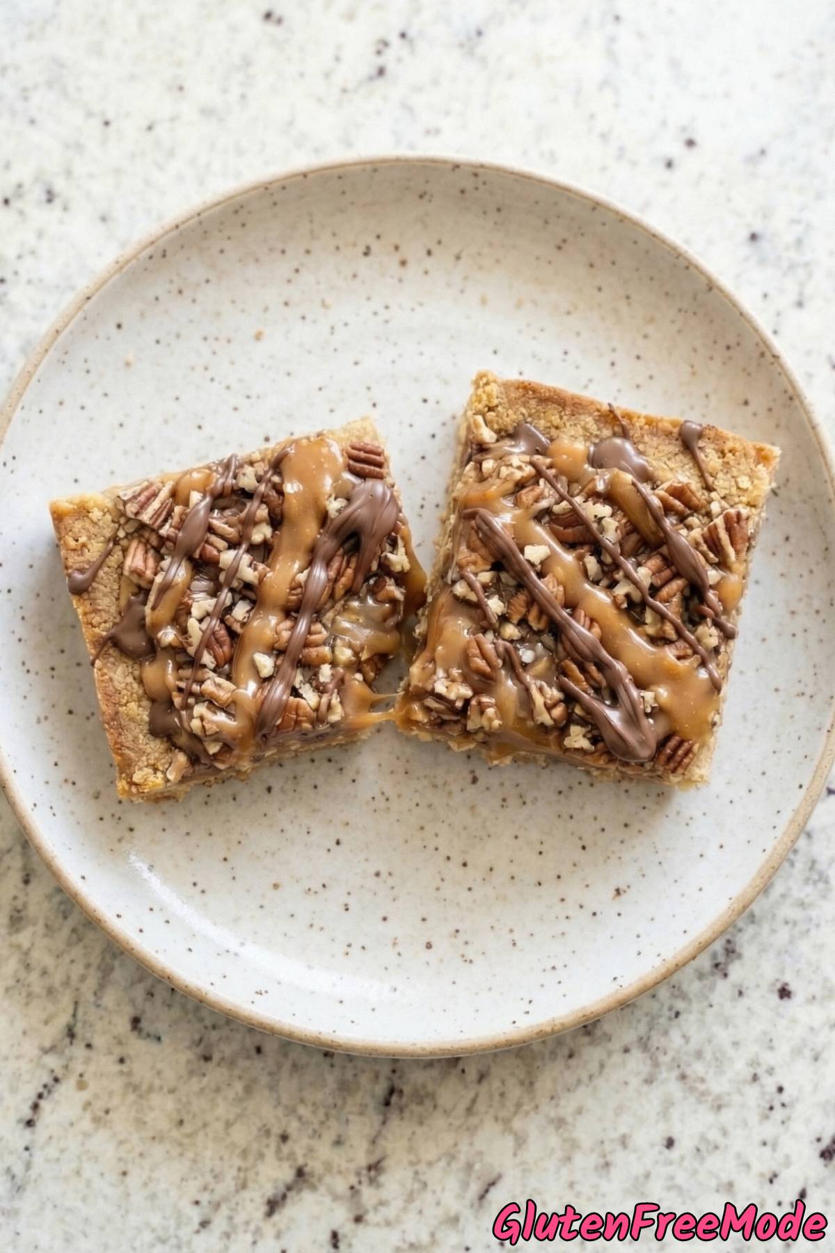 Chewy gluten free caramel pecan turtle bars