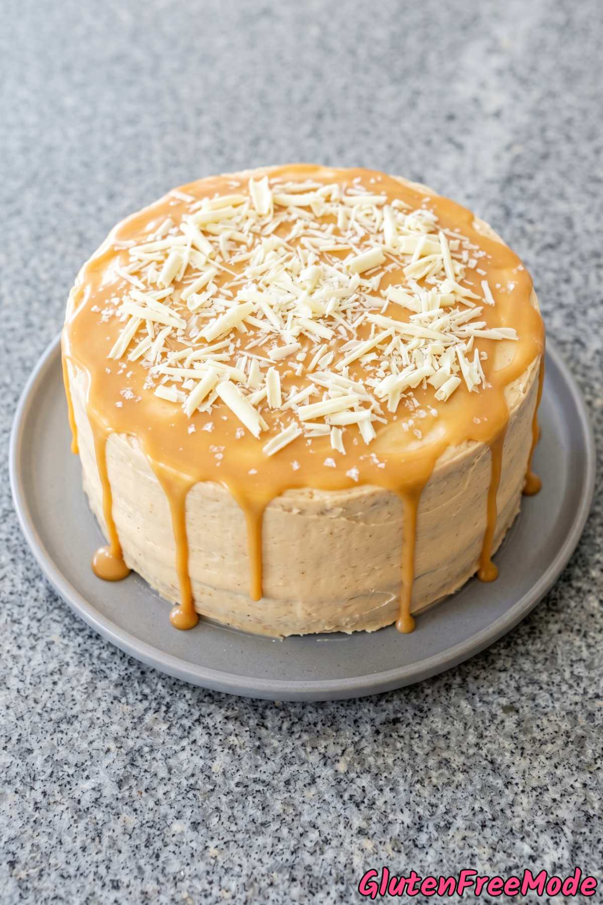 Elegant gluten free white chocolate layer cake