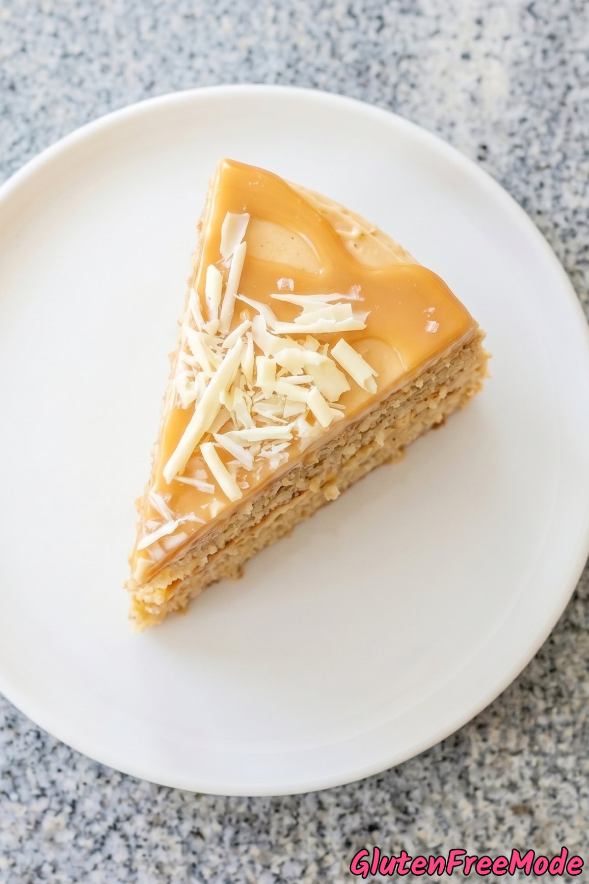 Tender gluten free caramelized white chocolate cake