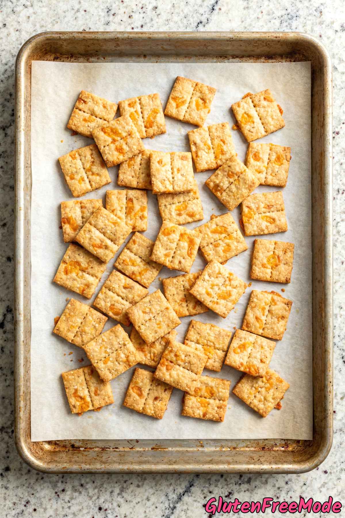 Crunchy gluten free cheddar cheese crackers