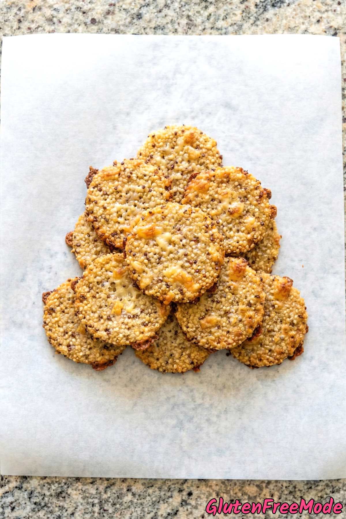 Crunchy gluten free cheddar quinoa crisps