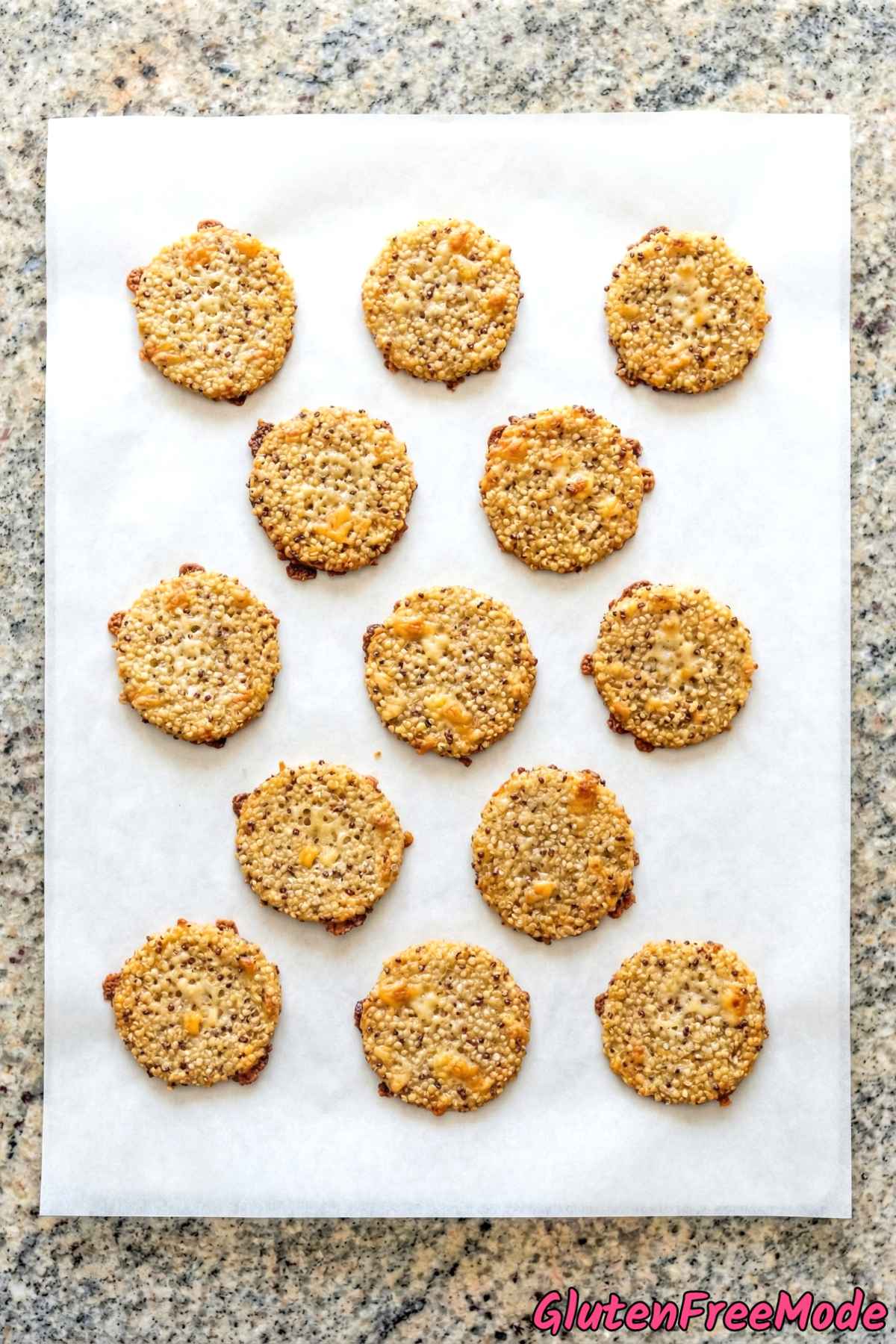 Irresistible gluten free cheddar quinoa crisps