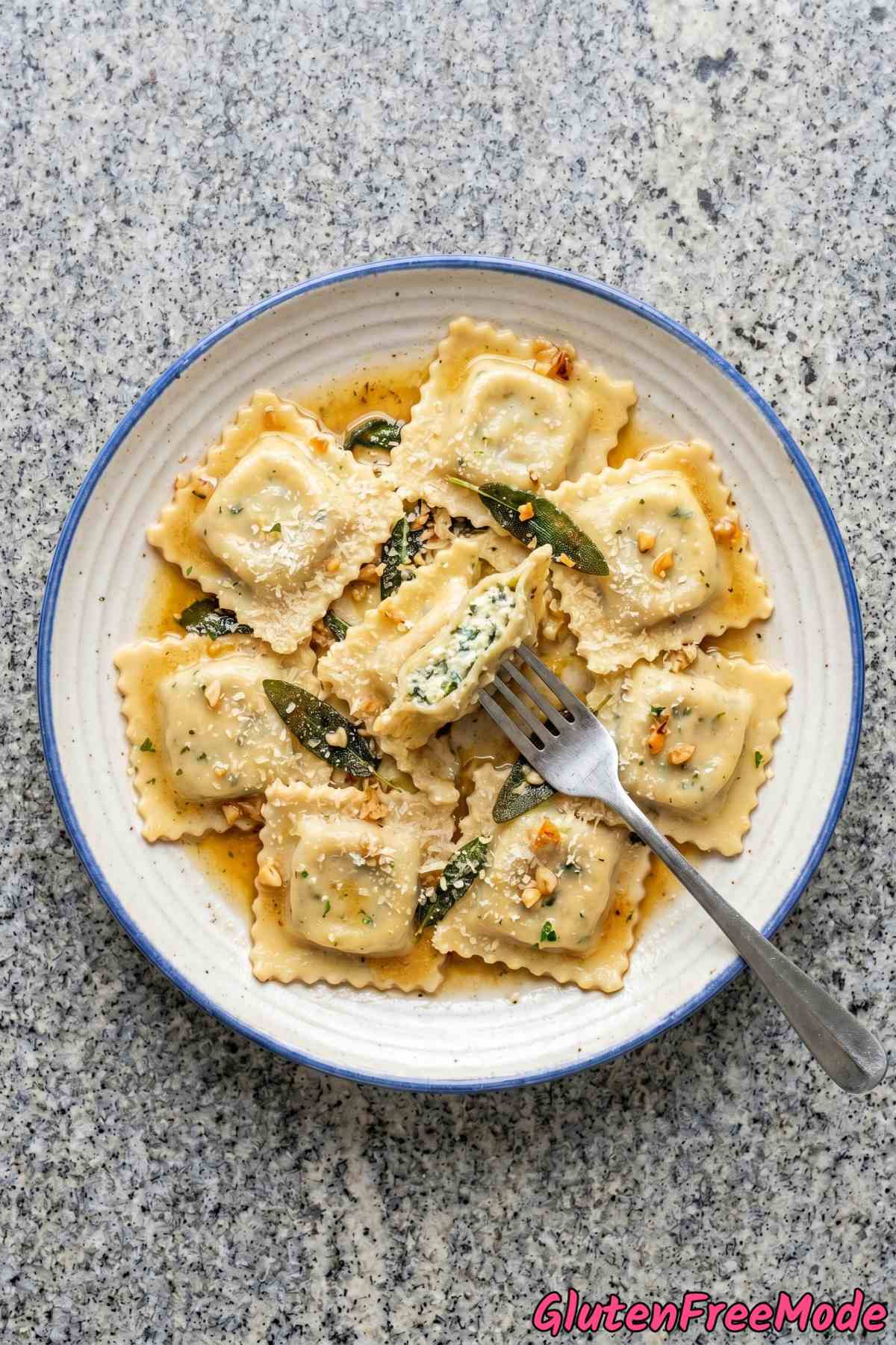 Gluten Free Cheese Ravioli with Brown Butter Sage