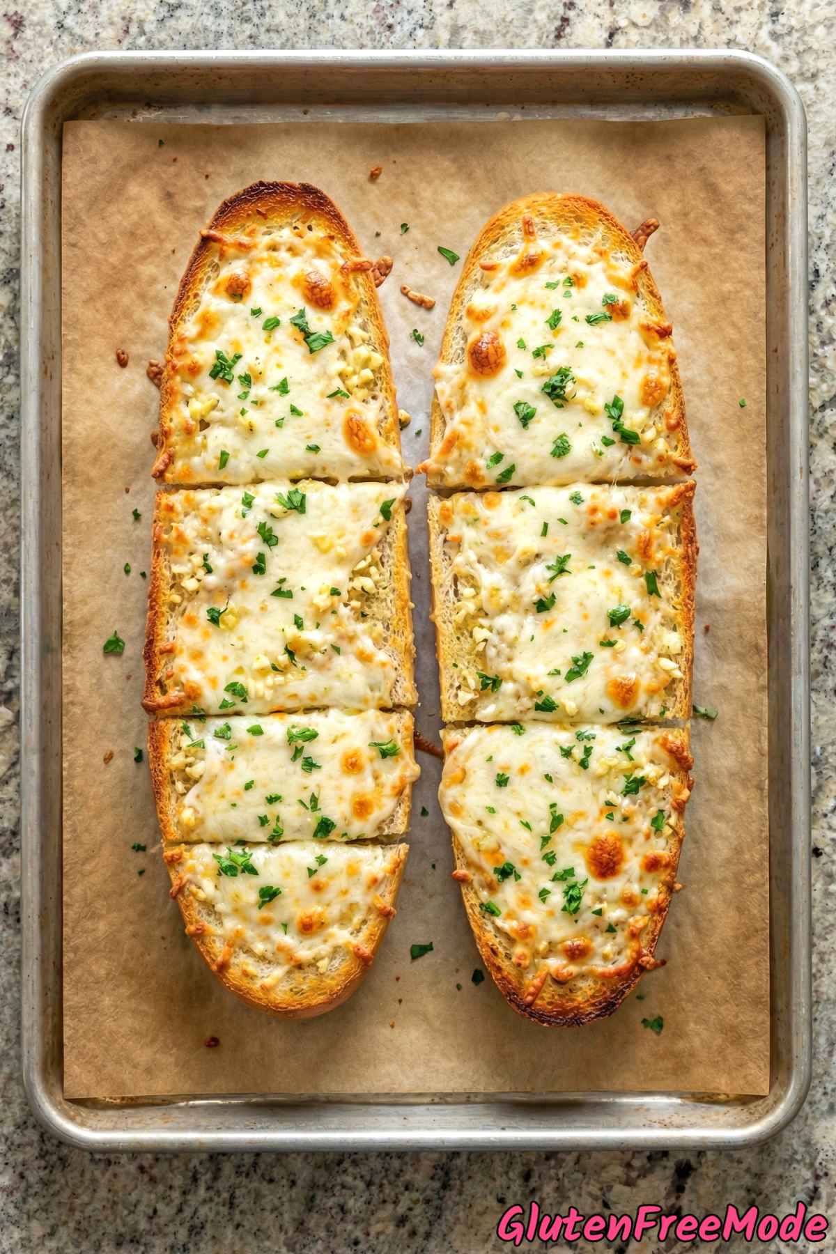 Homemade gluten free cheesy garlic bread