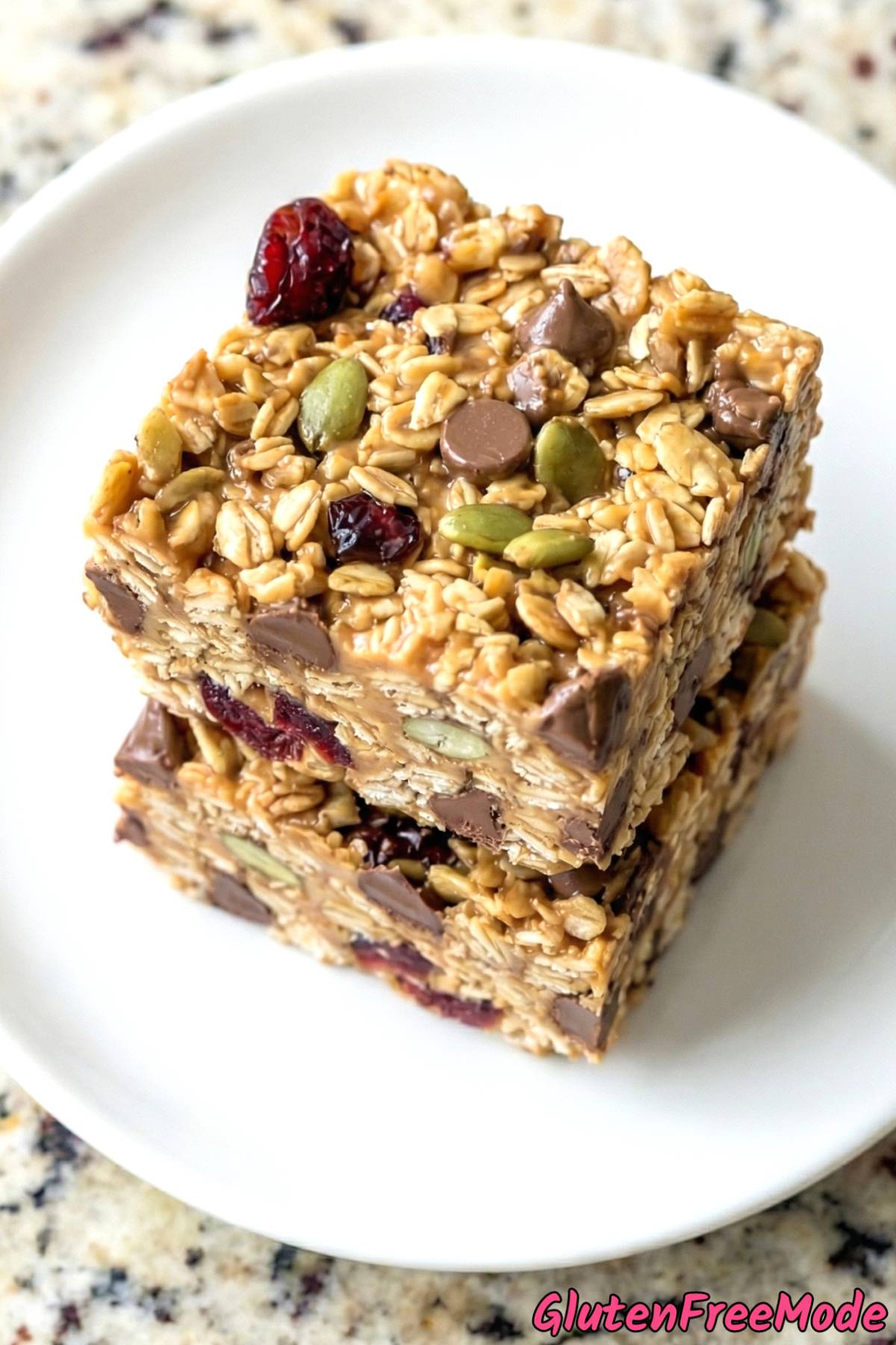 Stacked gluten free chewy trail mix bars