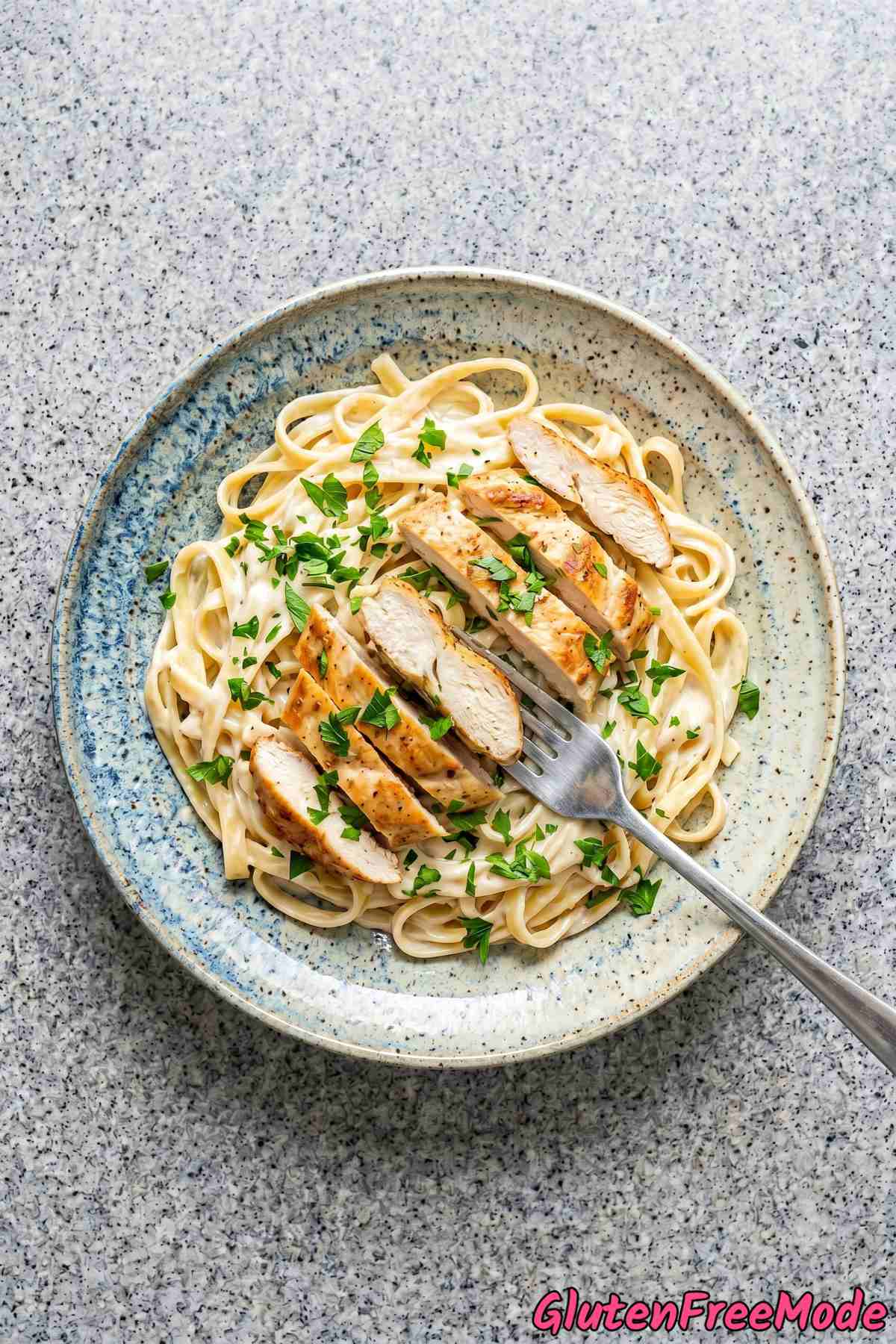 Savory gluten free chicken alfredo dinner