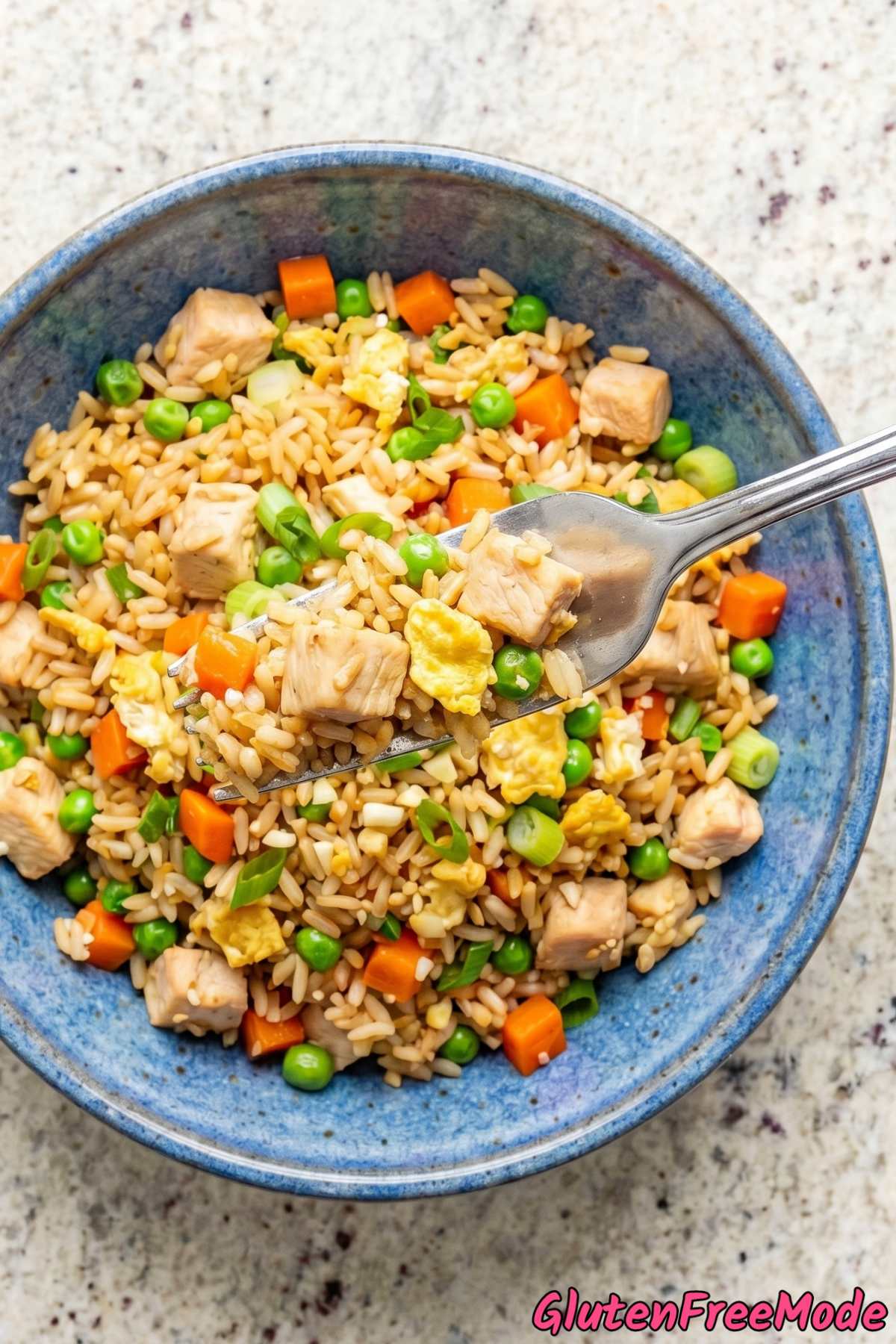 Homemade gluten free chicken fried rice