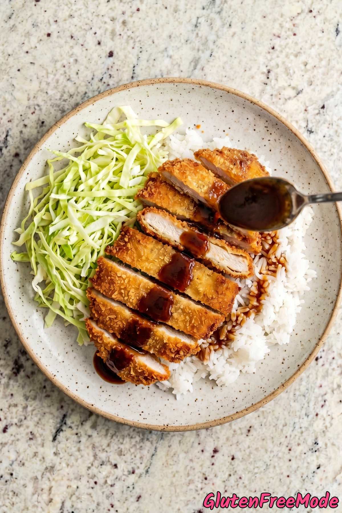 Savory gluten free chicken katsu closeup