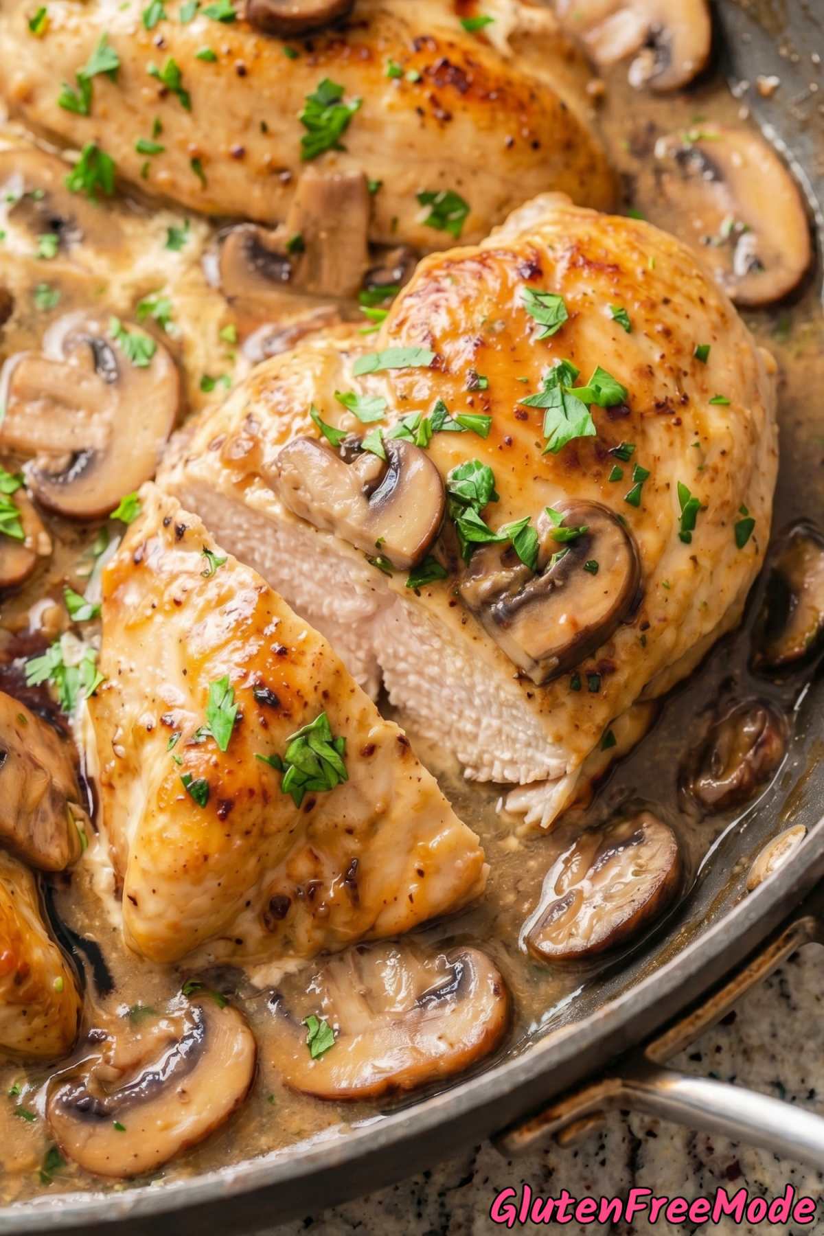 Rich gluten free chicken marsala closeup