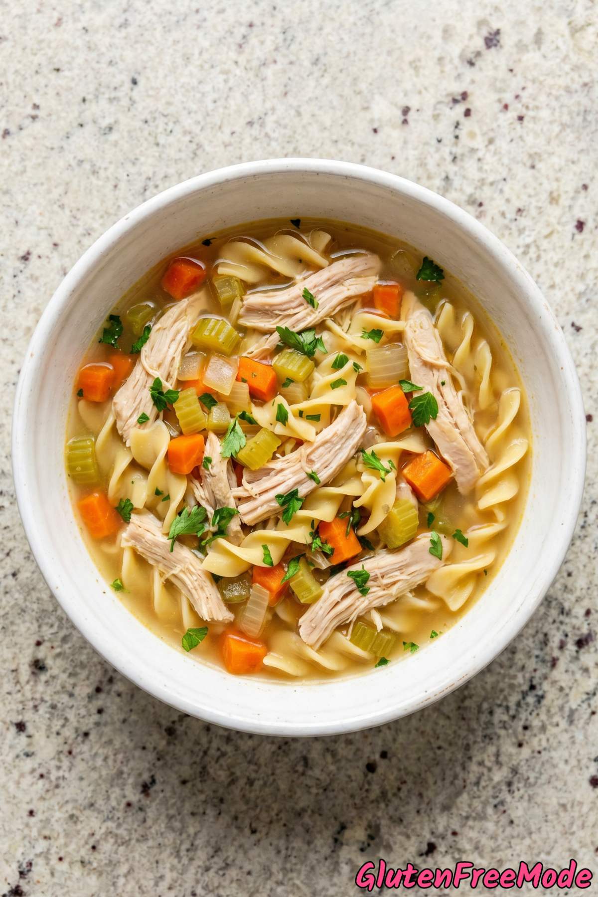 Wholesome gluten free chicken noodle soup