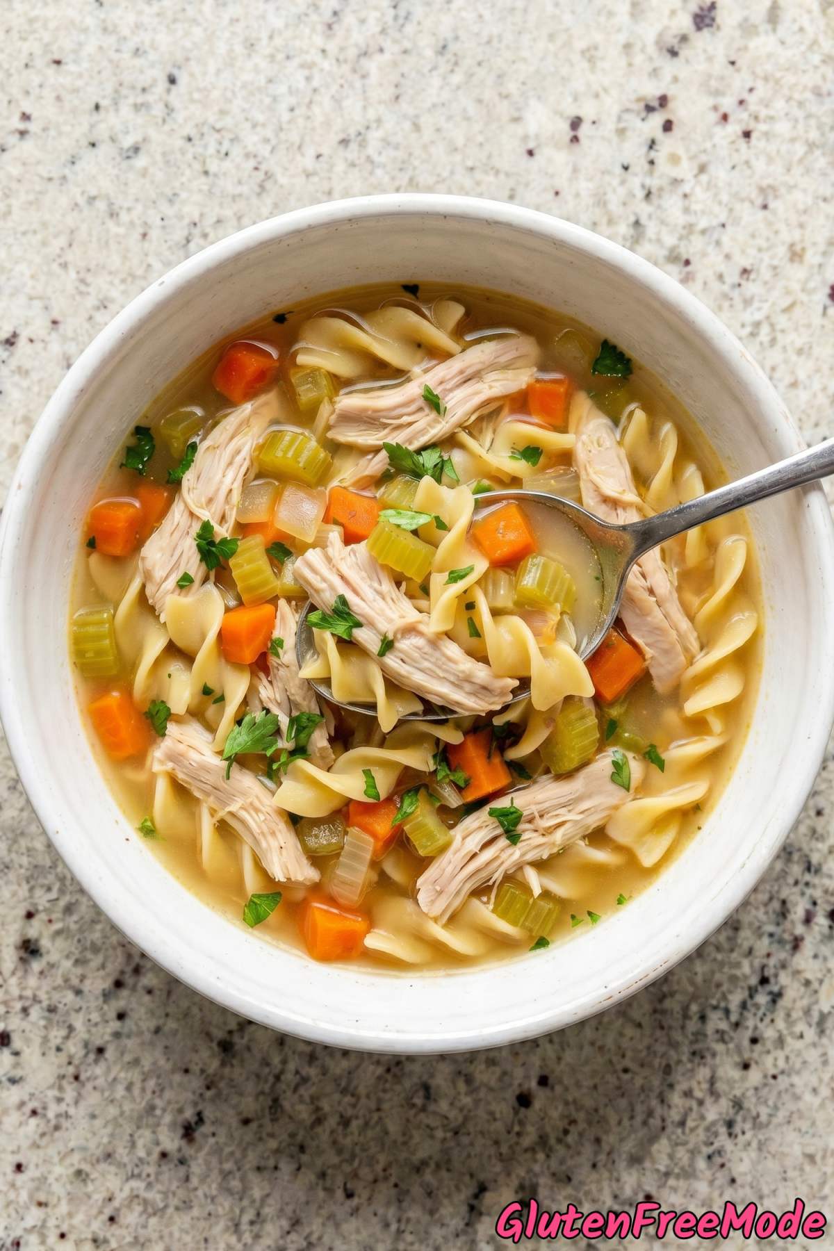 Homemade gluten free chicken noodle soup