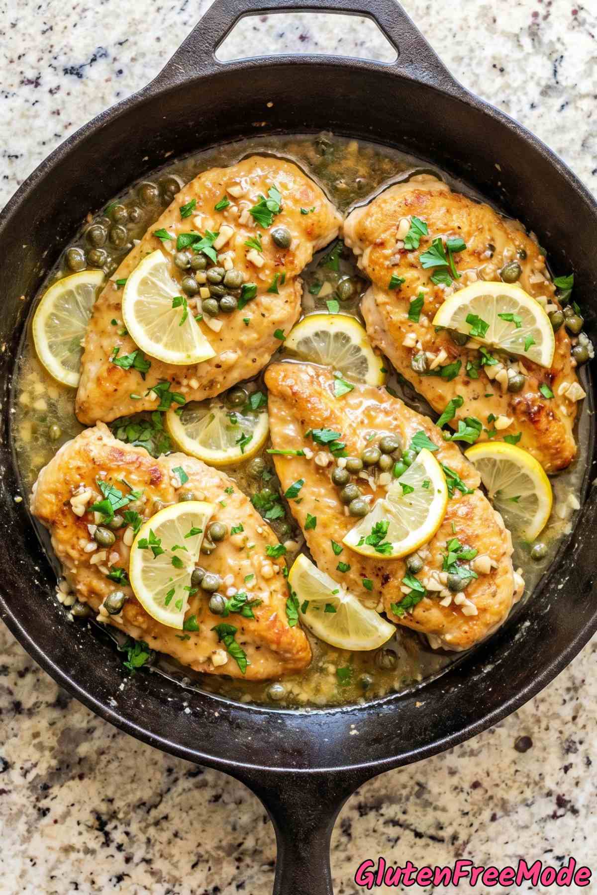 Golden gluten free chicken piccata