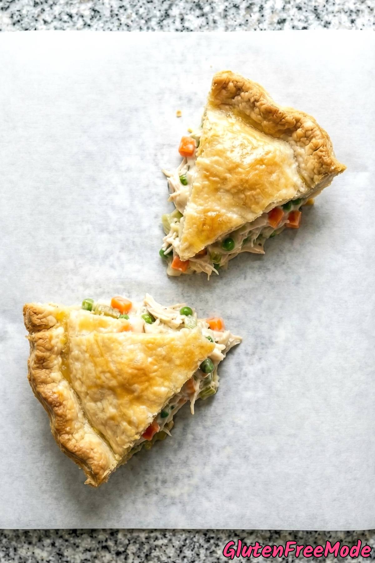 Warm gluten free chicken pot pie on plate