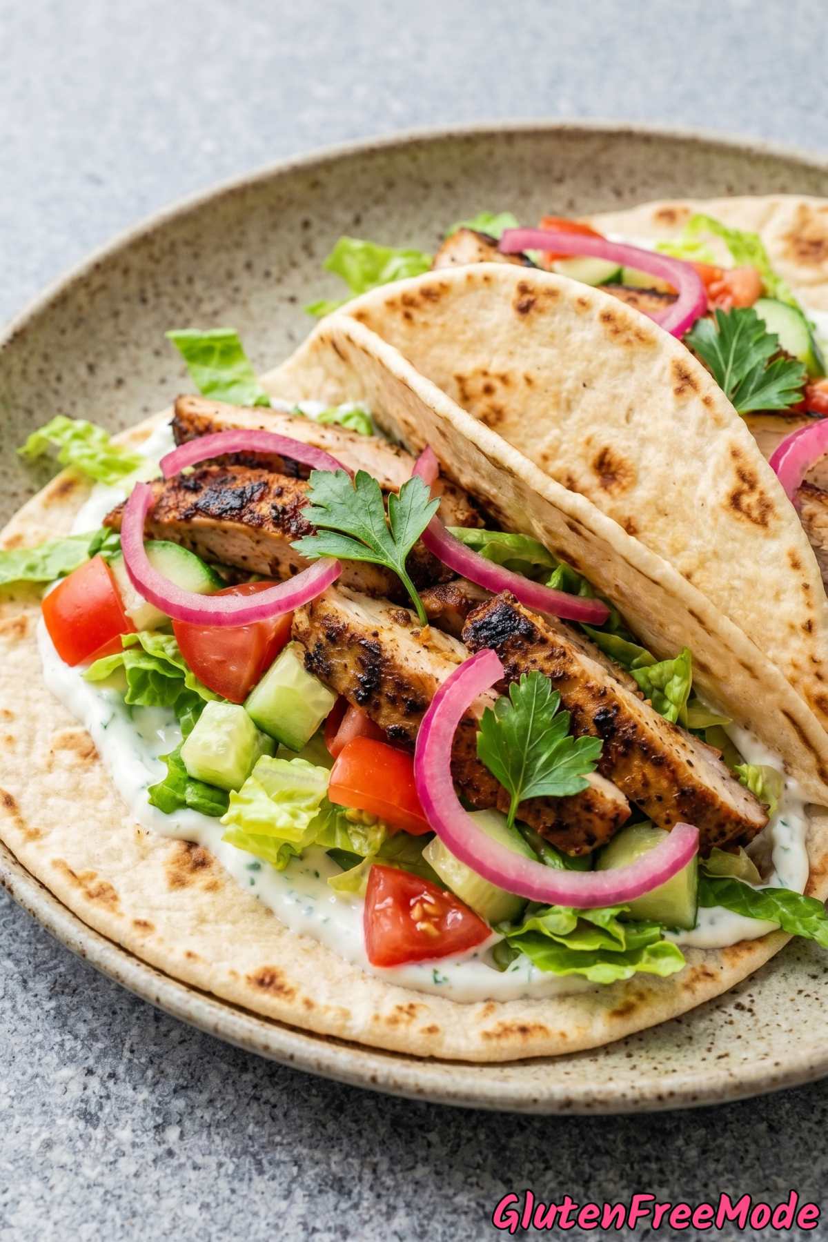Hearty gluten free chicken shawarma wraps