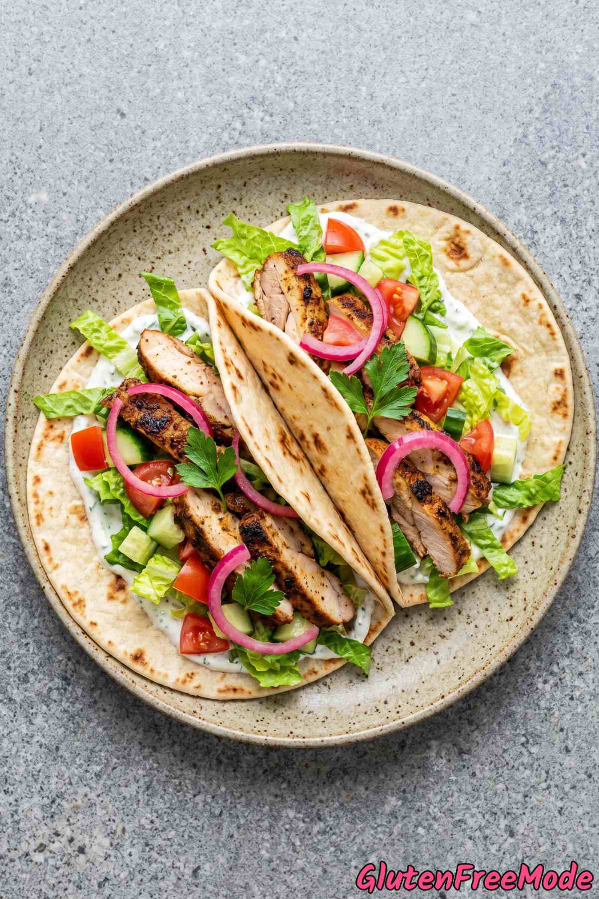 Savory gluten free chicken shawarma wraps
