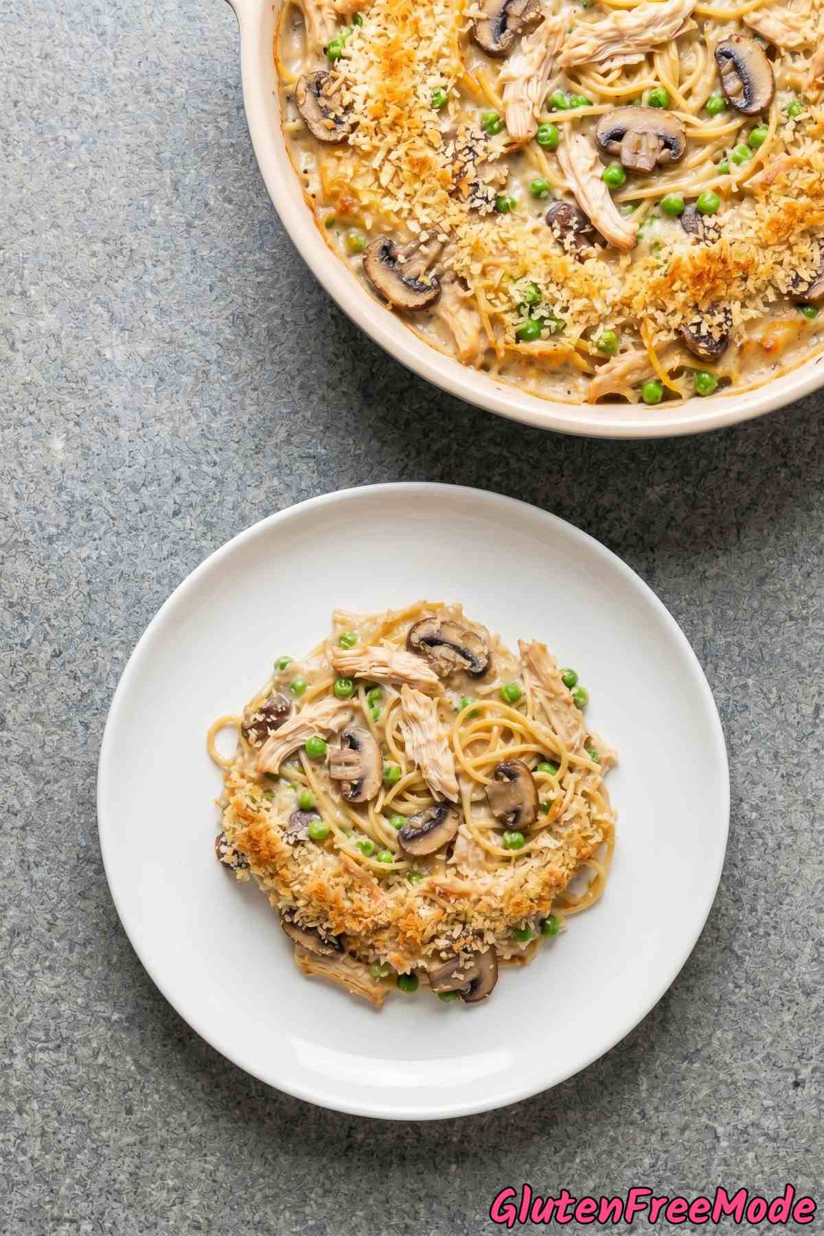 Savory gluten free chicken tetrazzini